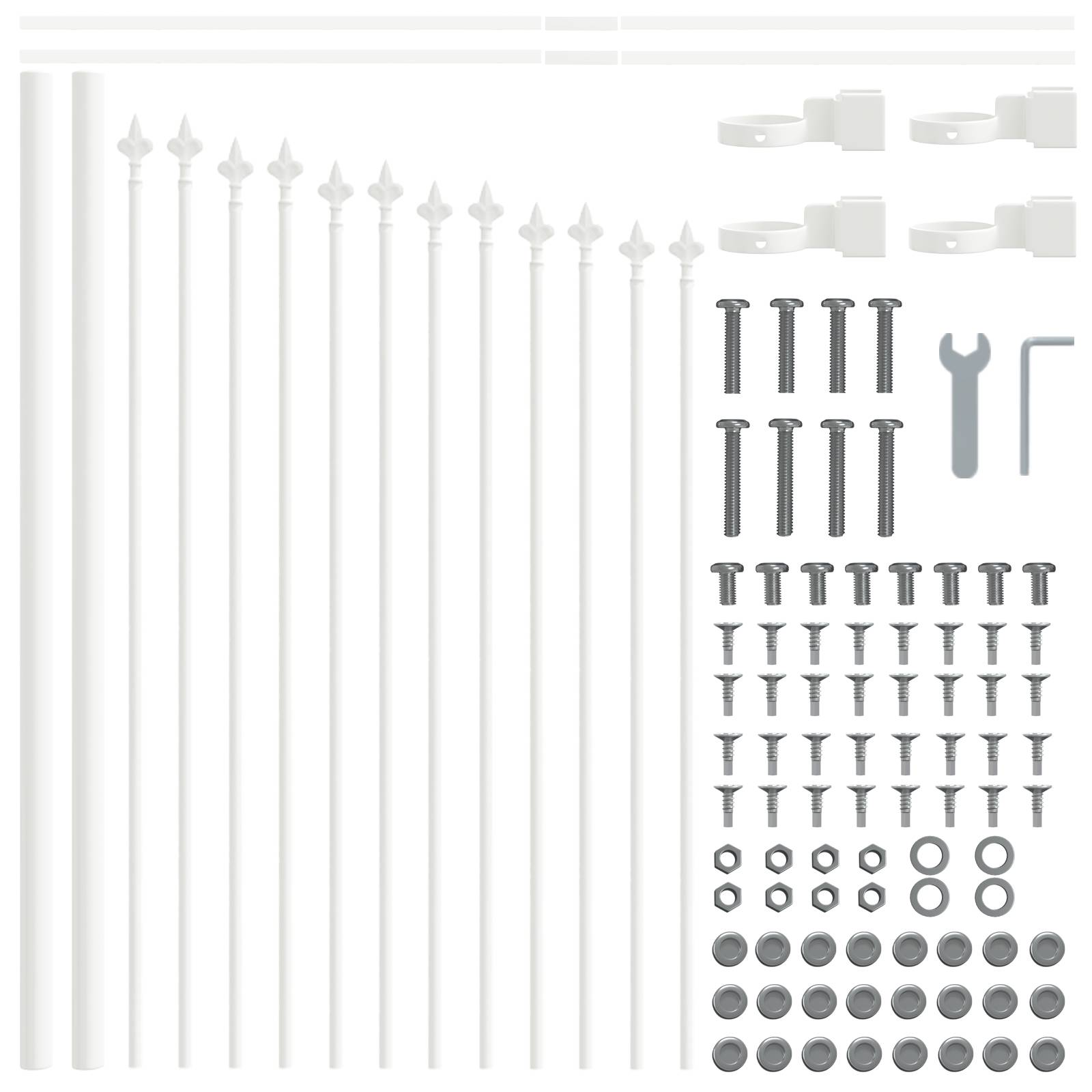 vidaXL Gartenzaun mit Bogenoberteil Weiß 10,2 x 0,75 m Stahl