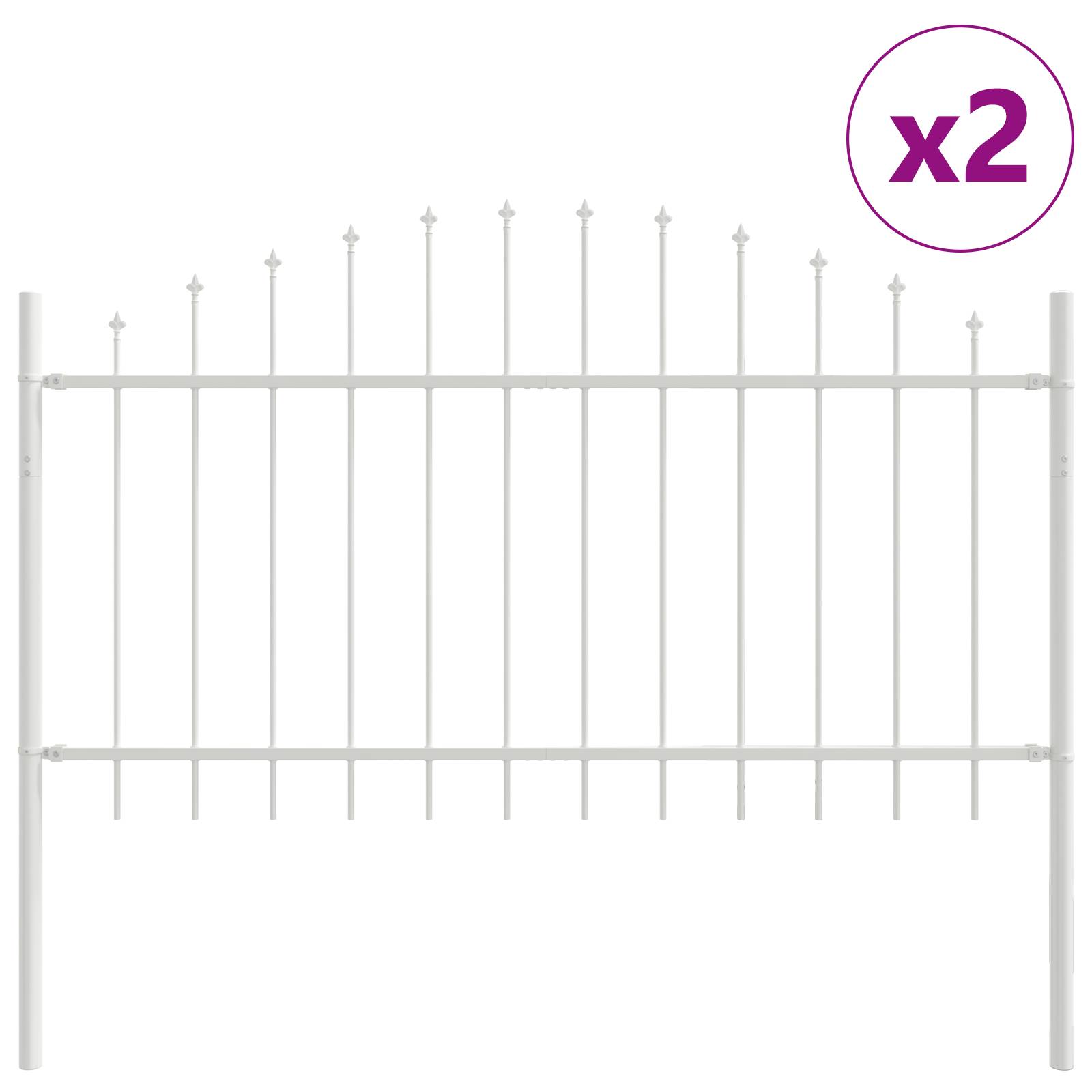 vidaXL Gartenzaun mit Bogenoberteil Weiß 3,4x1 m Stahl