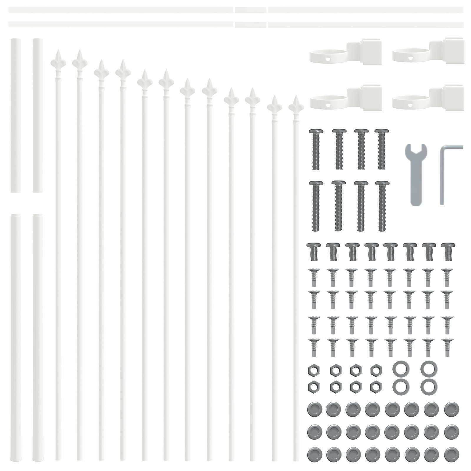 vidaXL Gartenzaun mit Bogenoberteil Weiß 1,7x1 m Stahl
