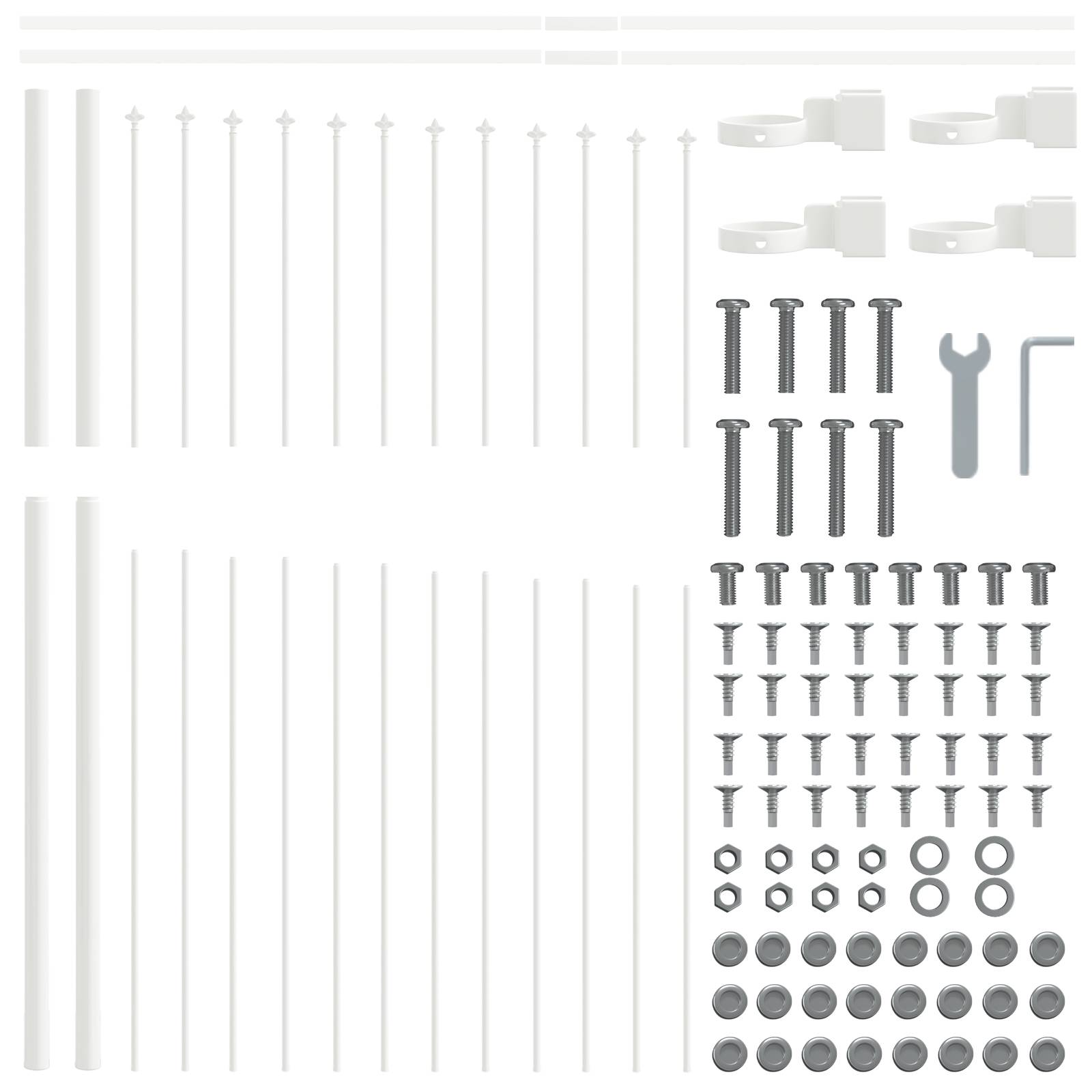 vidaXL Gartenzaun mit Bogenoberteil Weiß 5,1x1,25 m Stahl