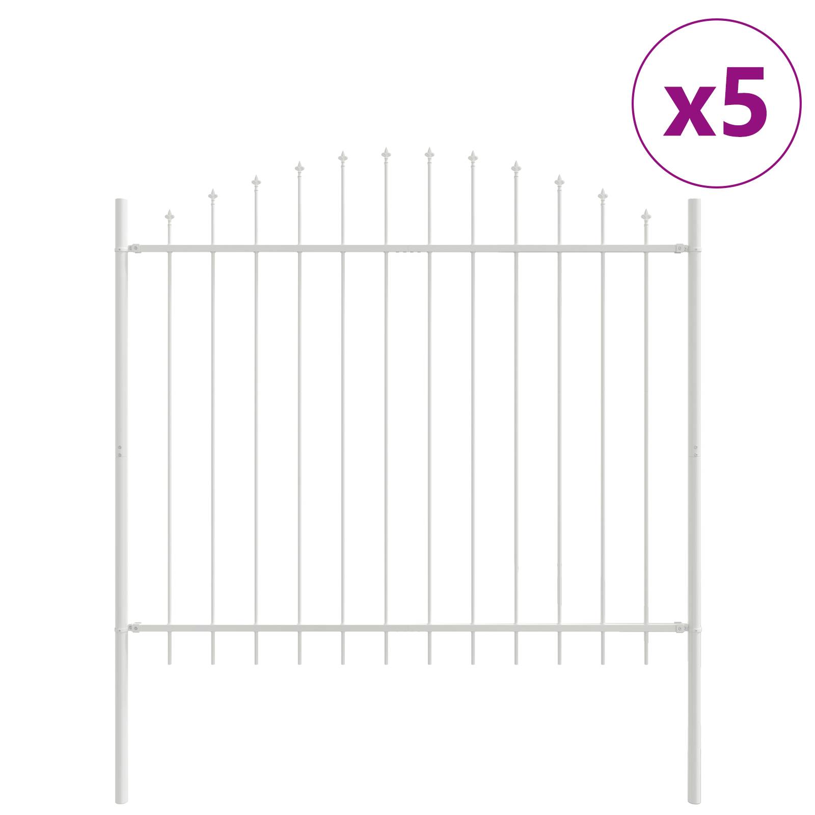 vidaXL Gartenzaun mit Bogenoberteil Weiß 8,5x1,25 m Stahl