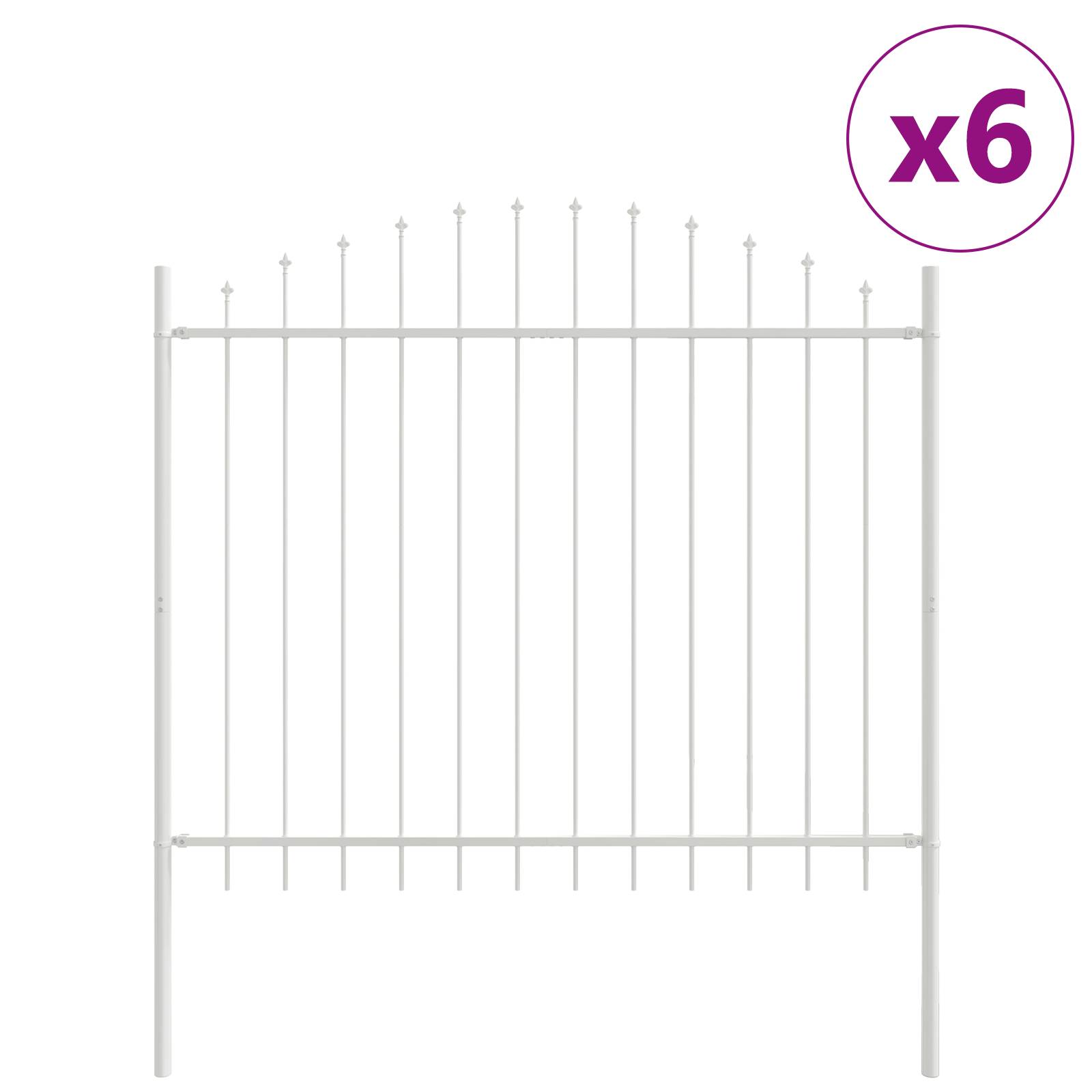 vidaXL Gartenzaun mit Bogenoberteil Weiß 10,2x1,5 m aus Stahl