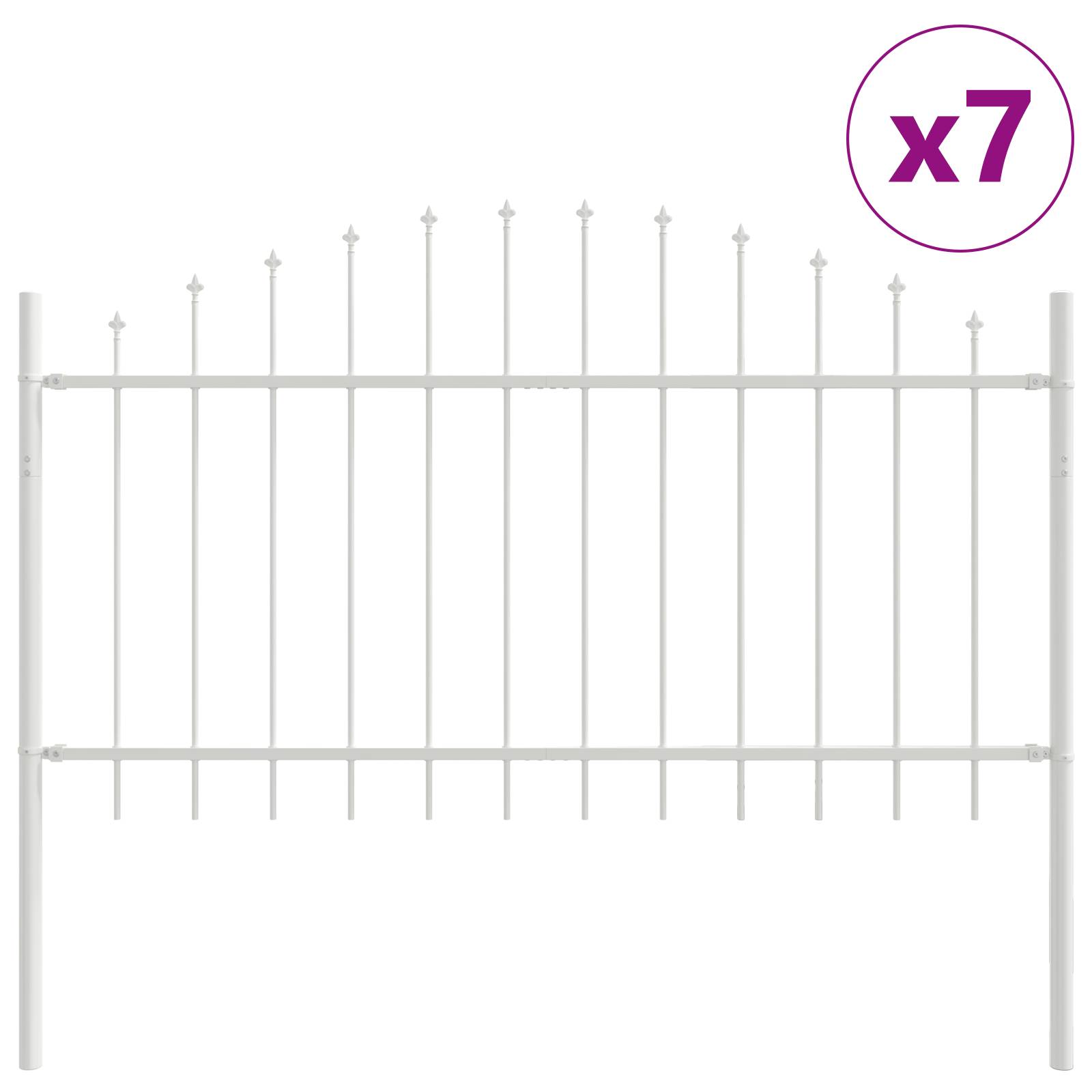vidaXL Gartenzaun mit Bogenoberteil Weiß 11,9 x 1 m, Stahl