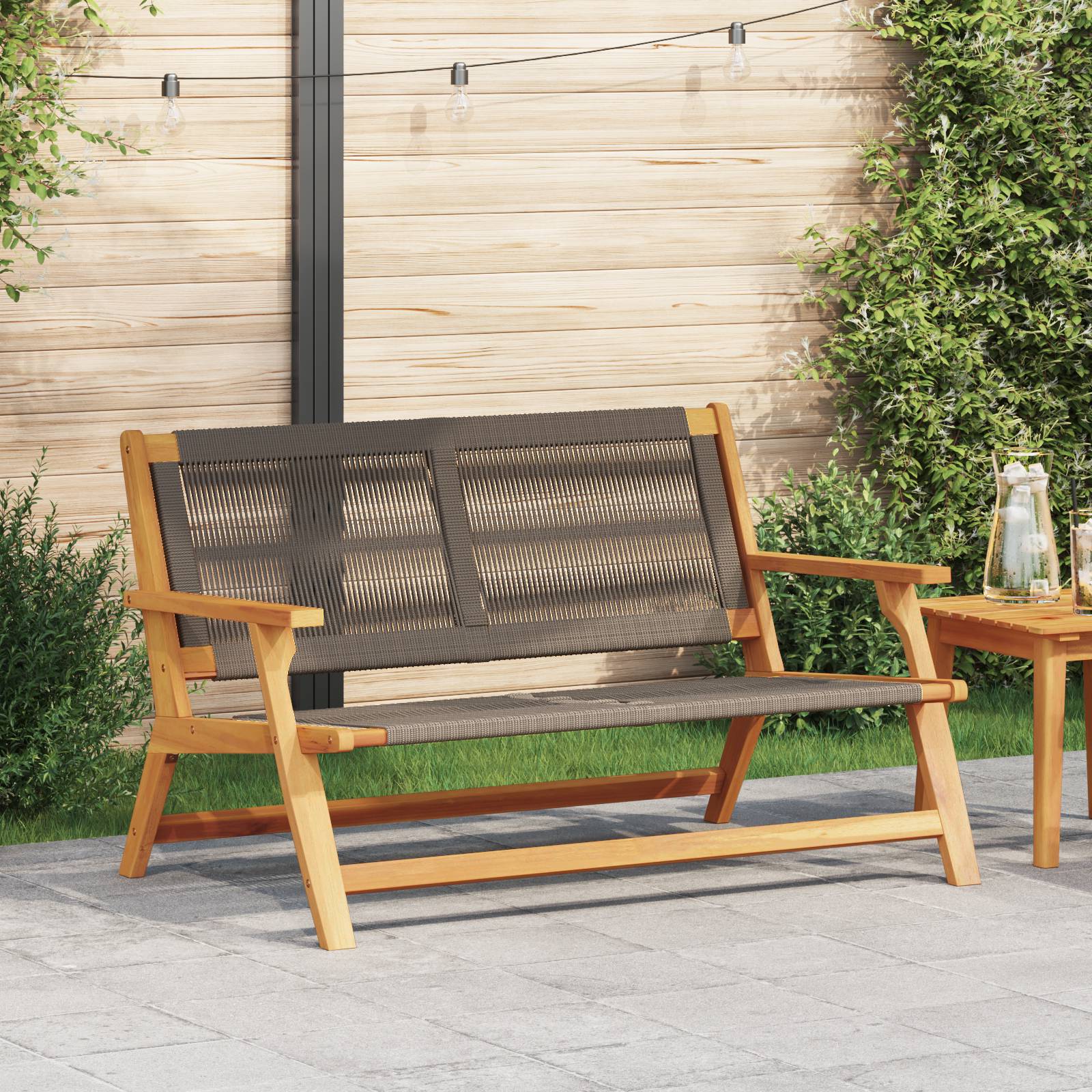 vidaXL Gartenbank Grau 76x122x73 cm Massives Akazienholz