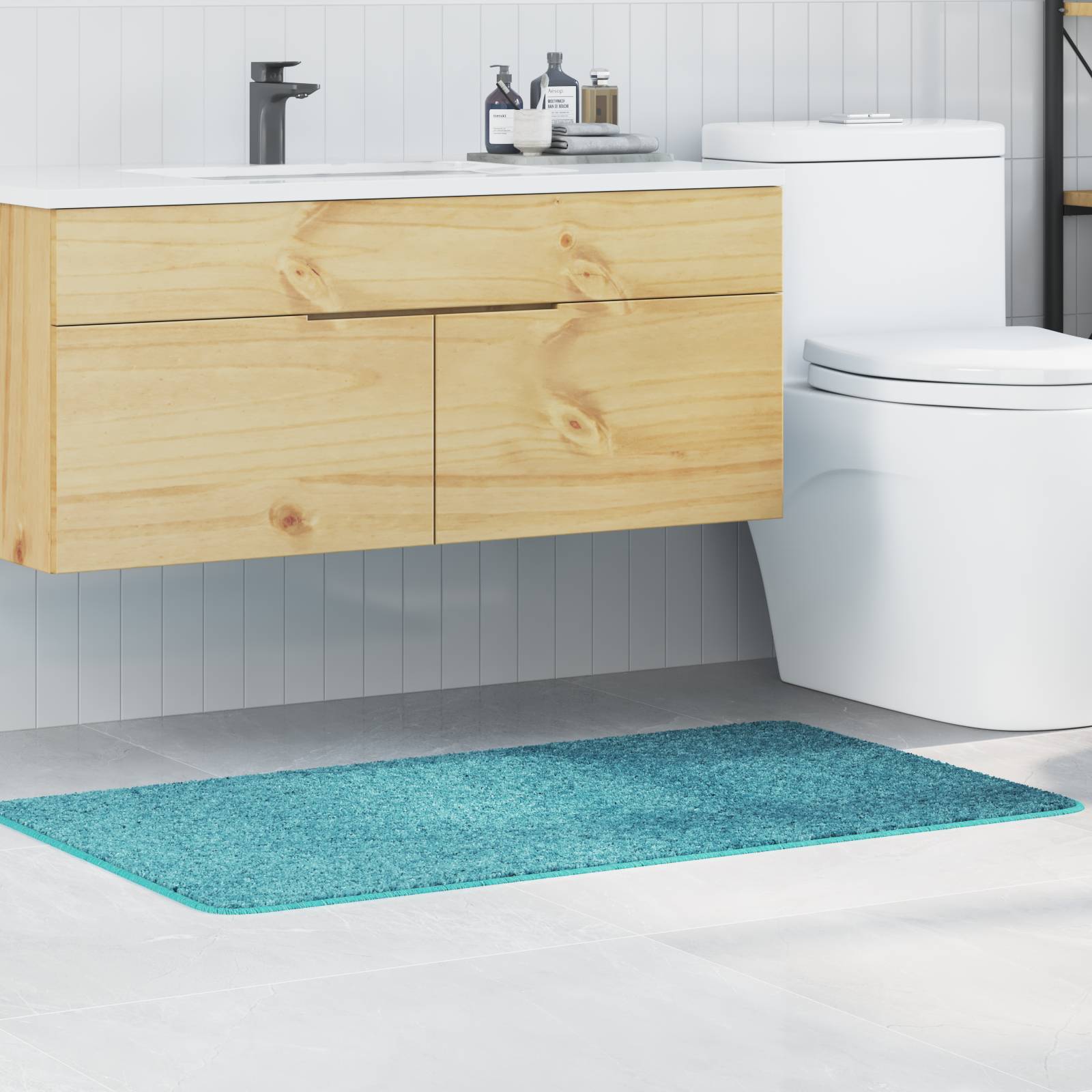vidaXL Badematte Rechteckig Türkis 70x120 cm Polypropylen Rutschfest