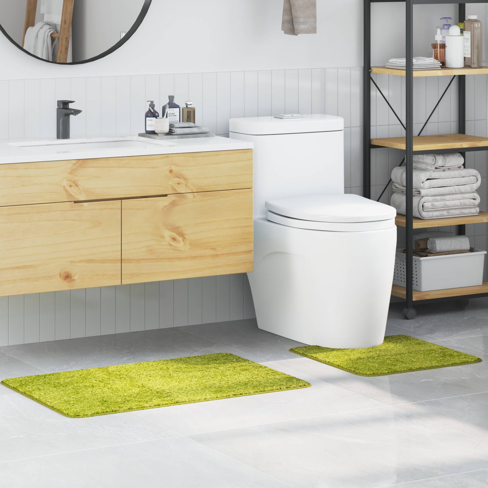 vidaXL 2-tlg. Badematten-Set Grün Polypropylen Rutschfest