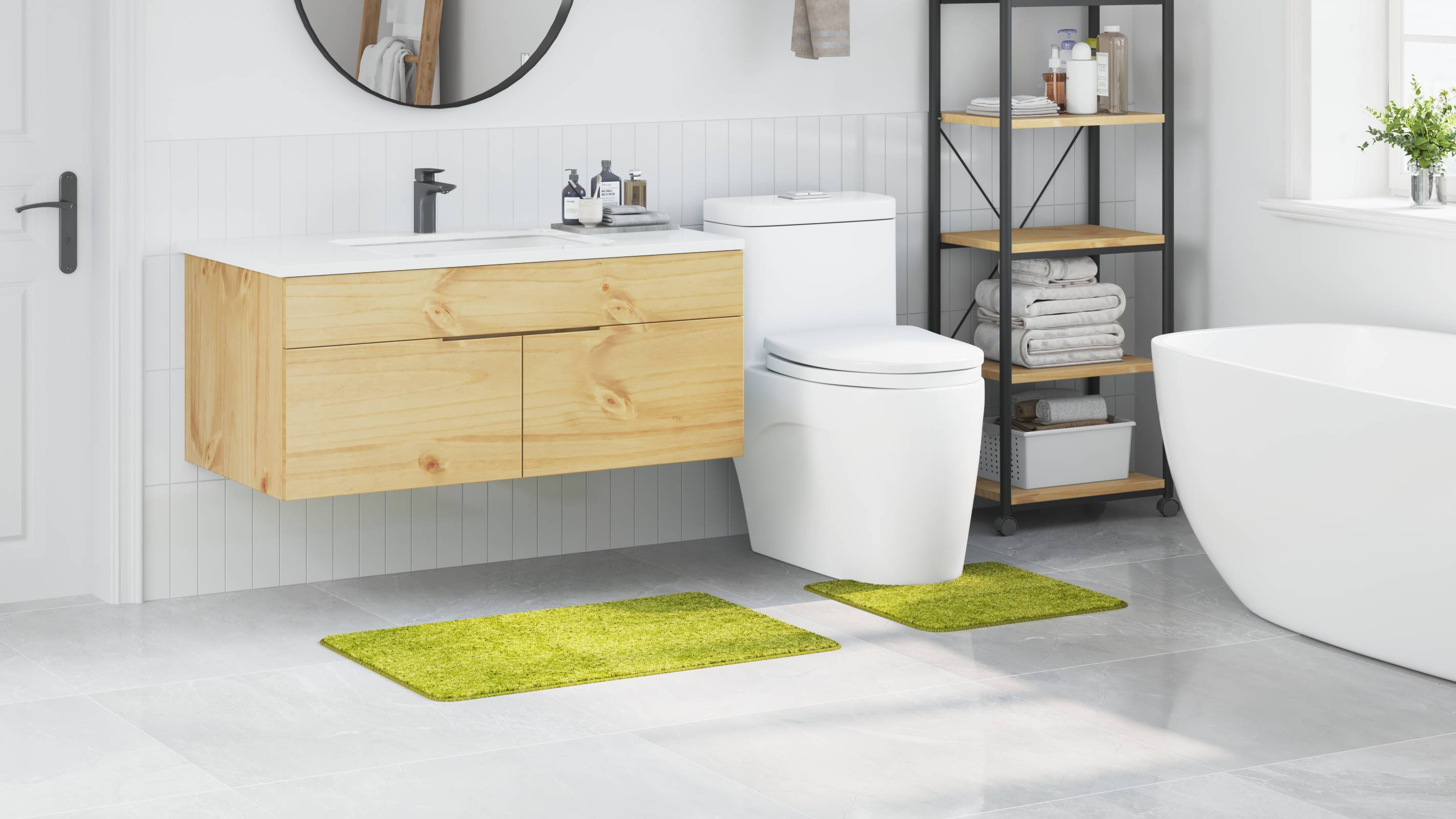 vidaXL 2-tlg. Badematten-Set Grün Polypropylen Rutschfest