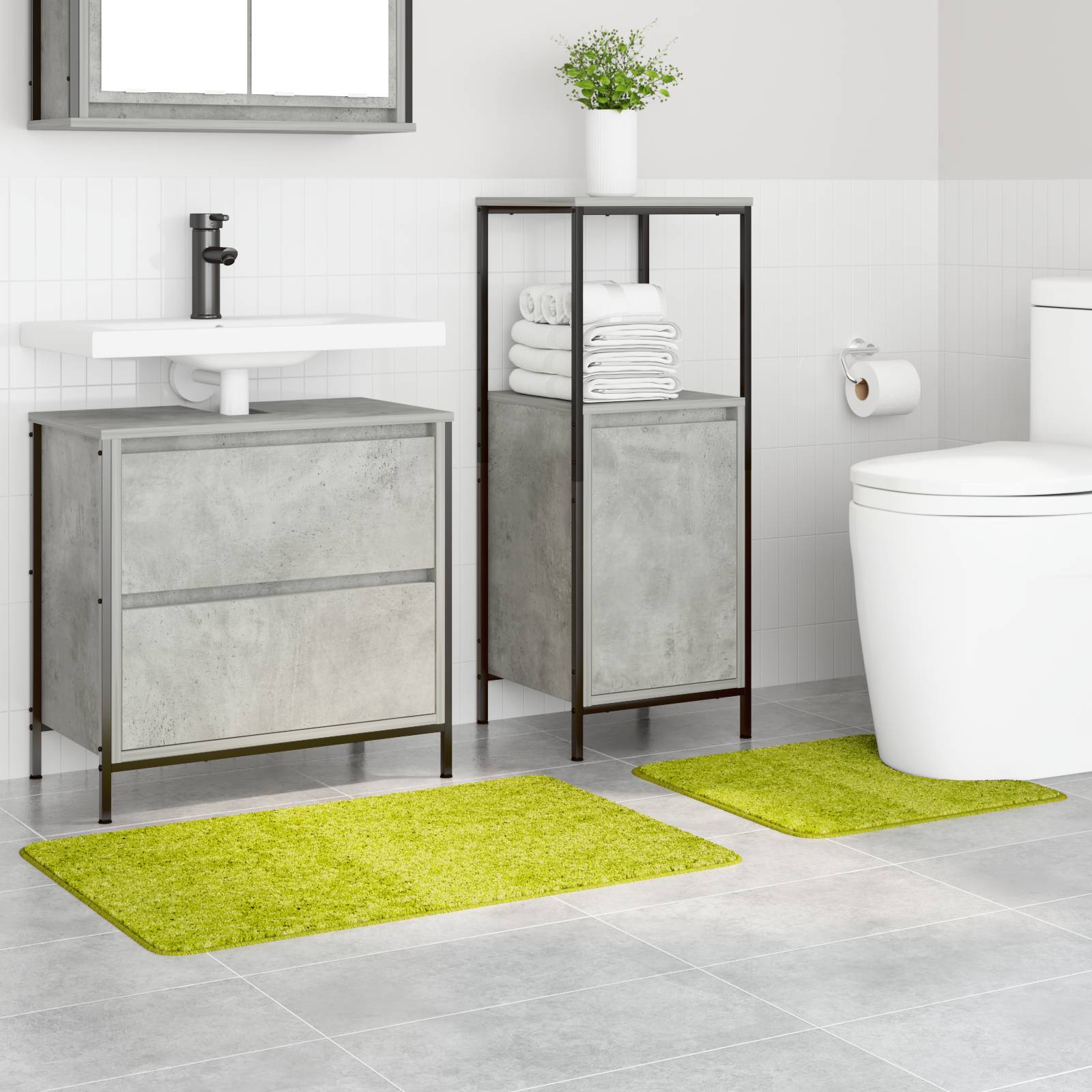 vidaXL 2-tlg. Badematten-Set Grün Polypropylen Rutschfest
