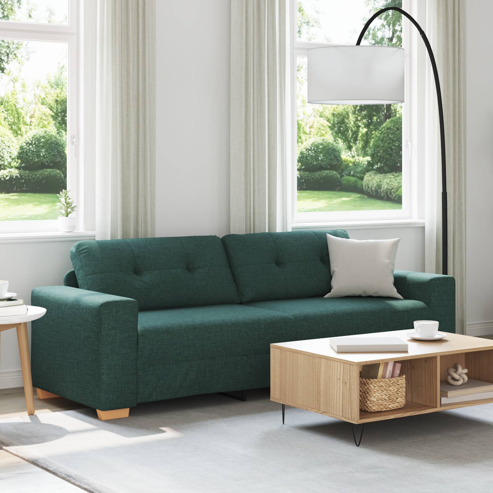 vidaXL Sofa 3-Sitzer Dunkelgrün 180 cm Stoff