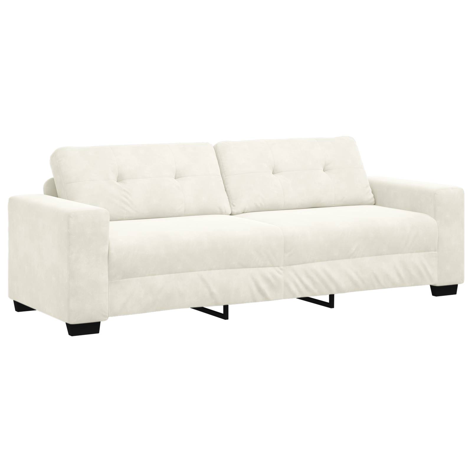 vidaXL 2-tlg. Sofagarnitur mit Kissen Creme Samt