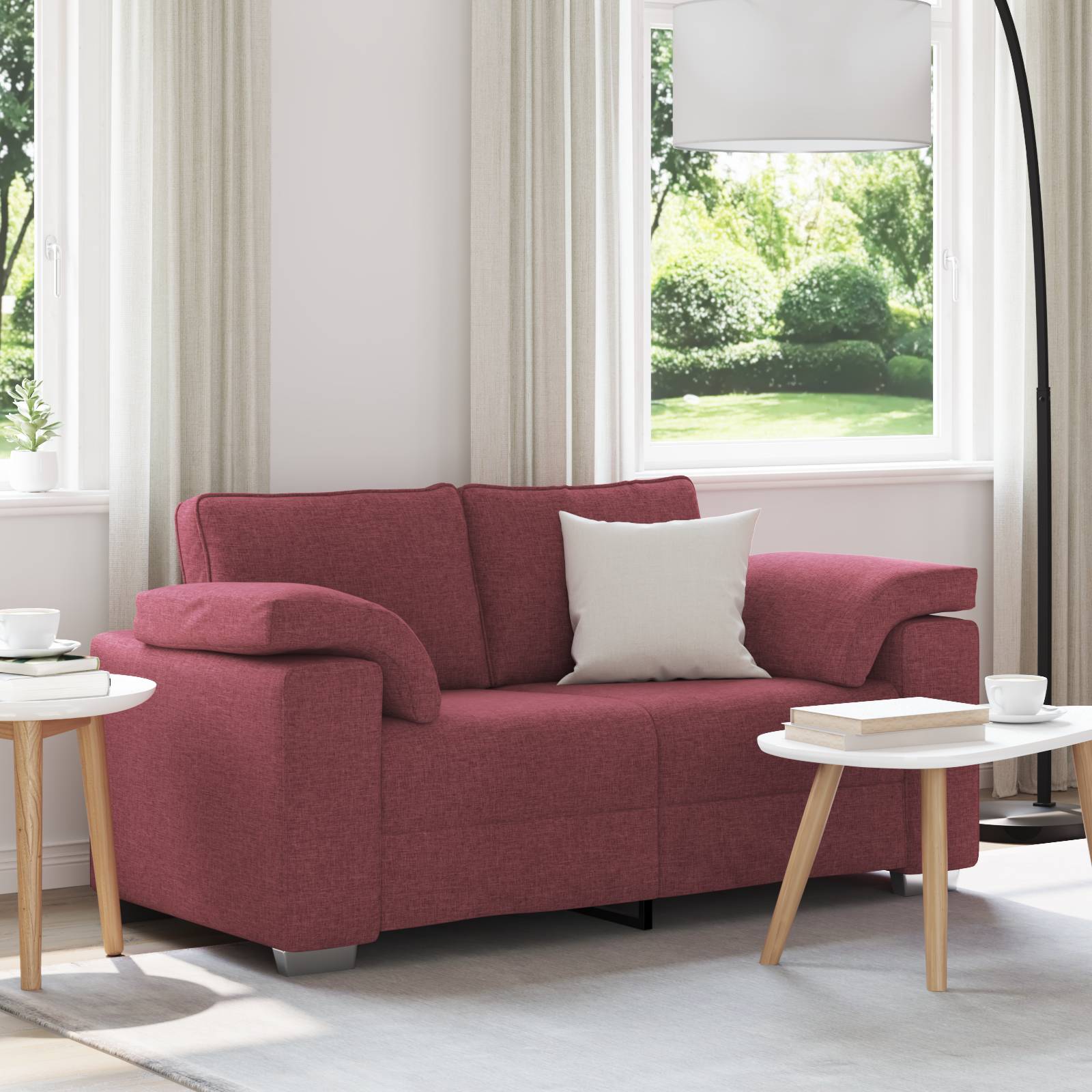 vidaXL Sofa 2-Sitzer Weinrot 120 cm Stoff