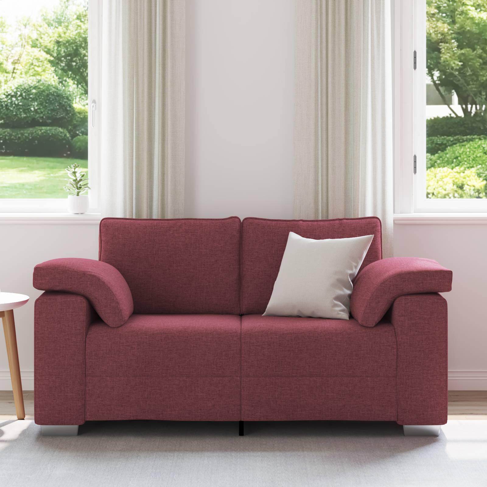 vidaXL Sofa 2-Sitzer Weinrot 120 cm Stoff