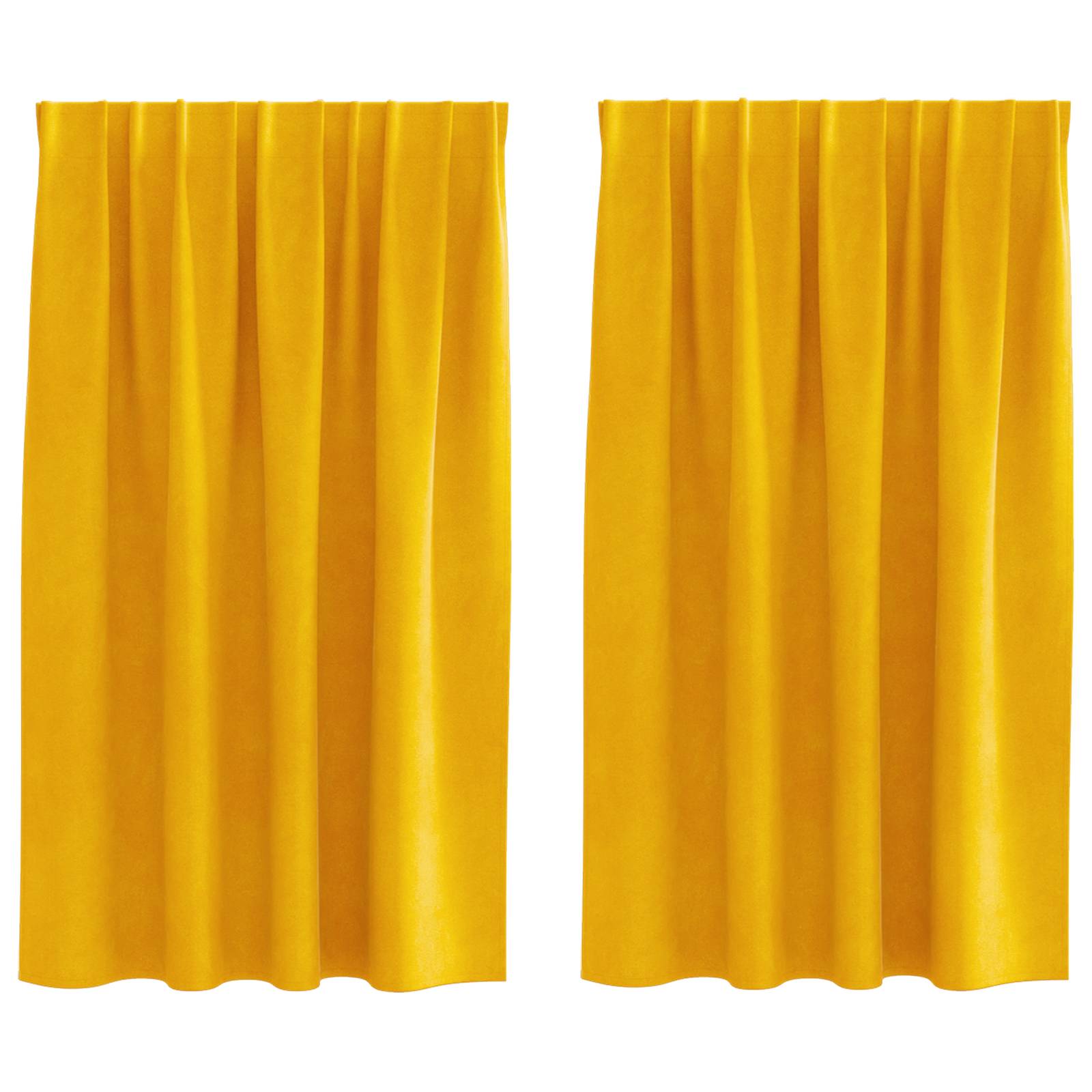 vidaXL Verdunkelungsvorhänge mit Klettband 2 Stk. Senfgelb Samt