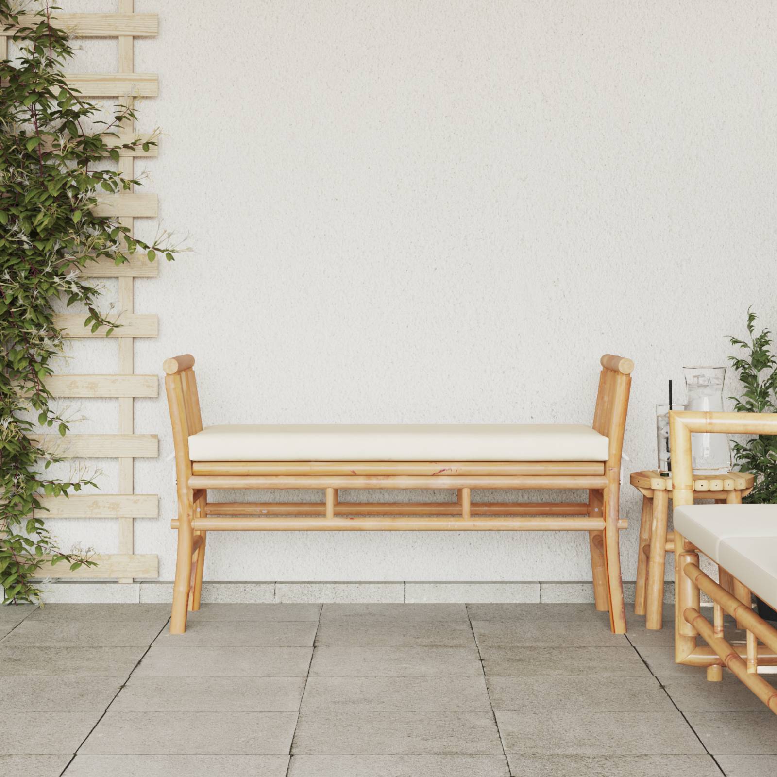 vidaXL Gartenbank mit Kissen 110 cm Bambus