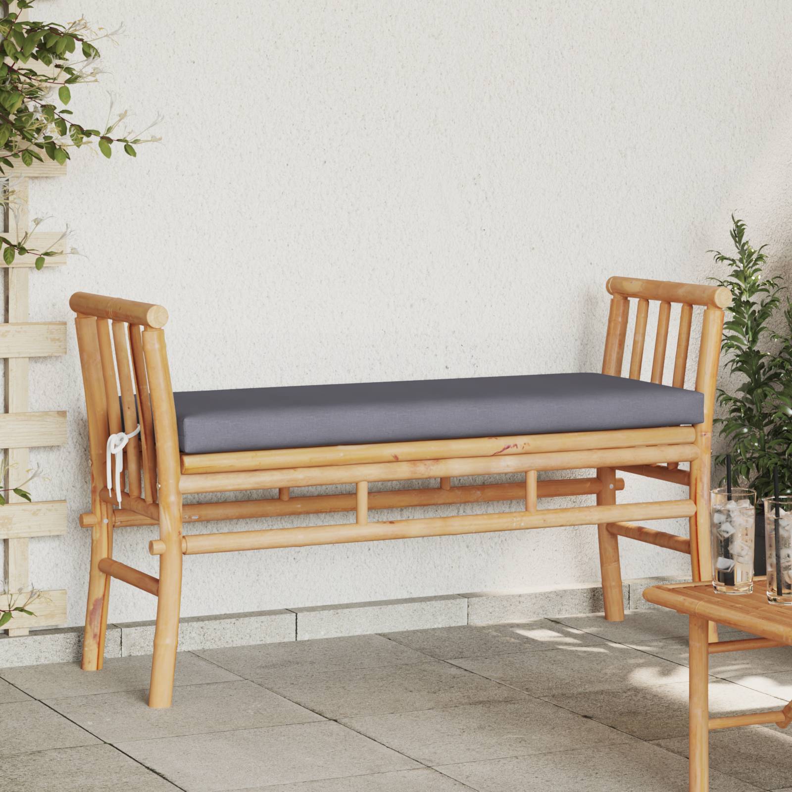 vidaXL Gartenbank mit Kissen 110 cm Bambus