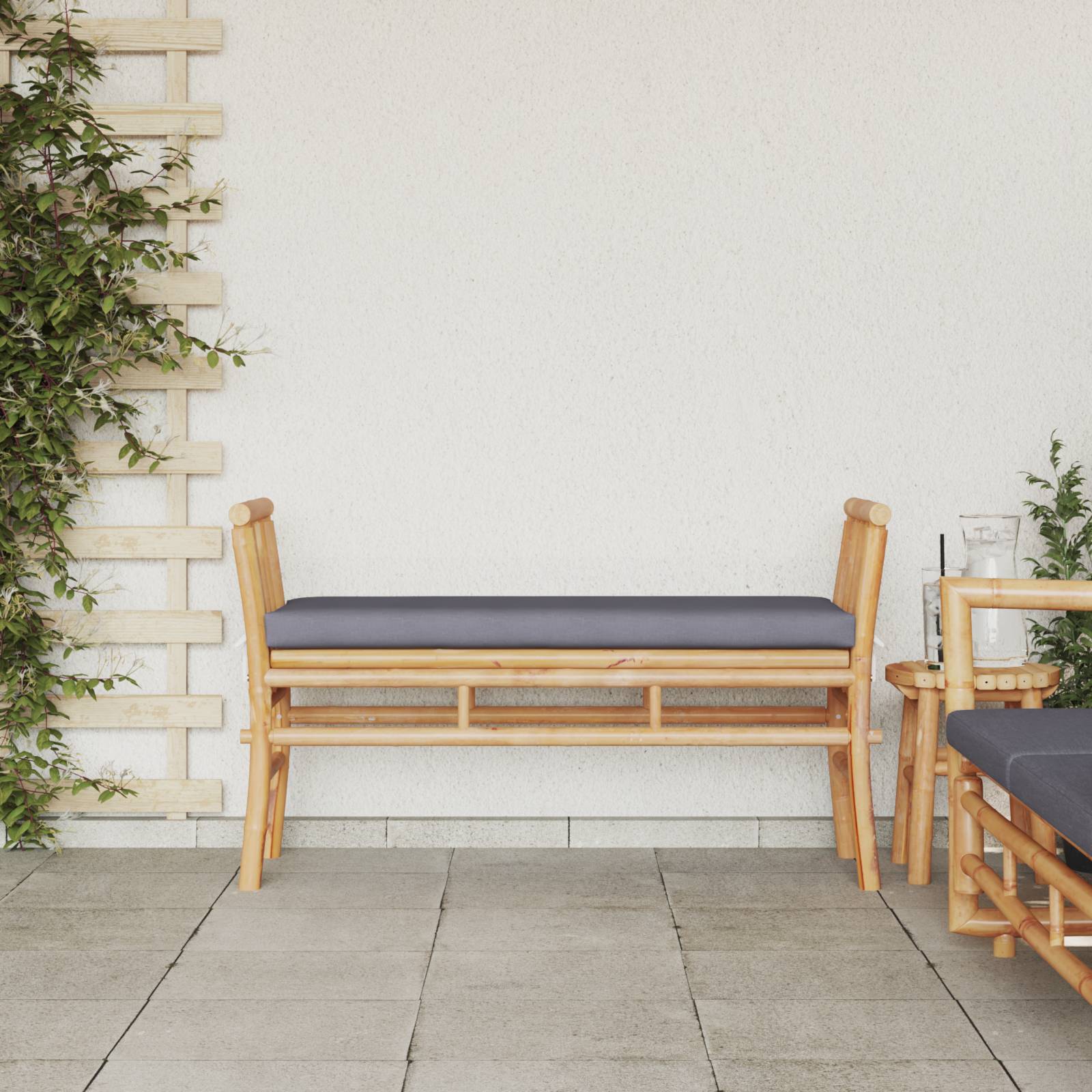 vidaXL Gartenbank mit Kissen 110 cm Bambus