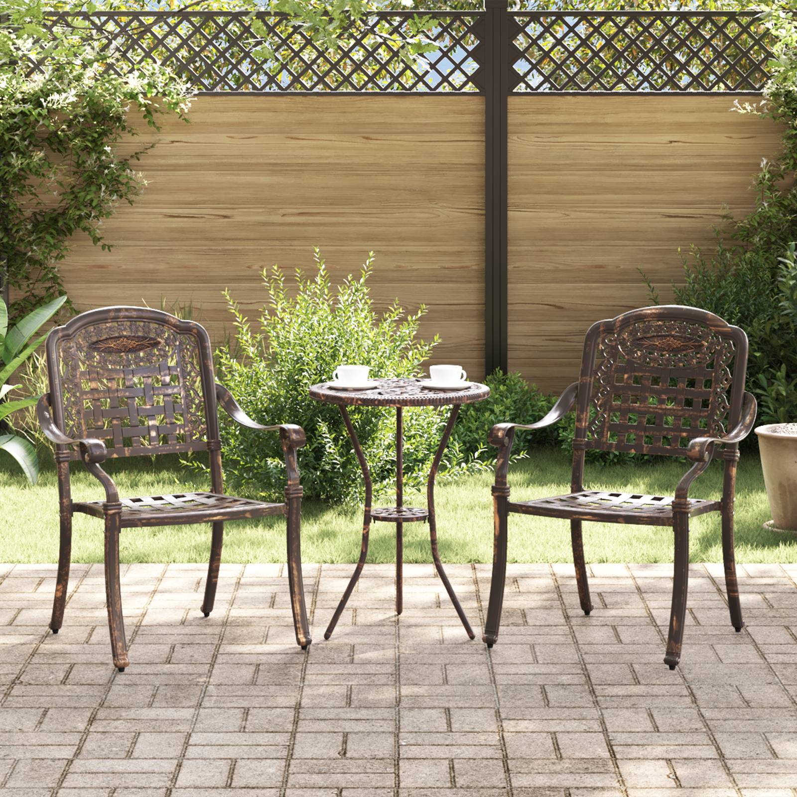 vidaXL Gartenstühle 2 Stk. Bronzen Aluminiumguss
