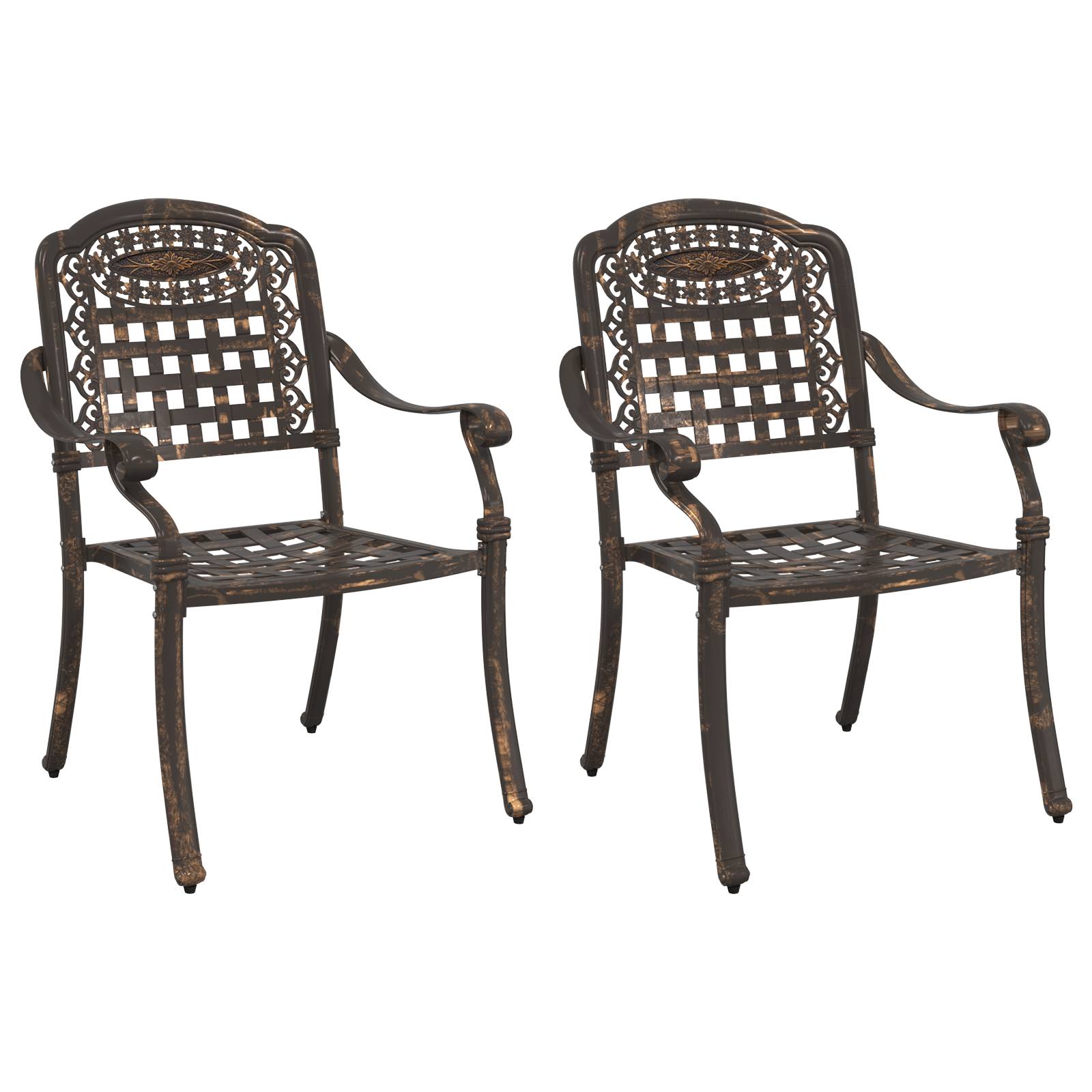 vidaXL Gartenstühle 2 Stk. Bronzen Aluminiumguss