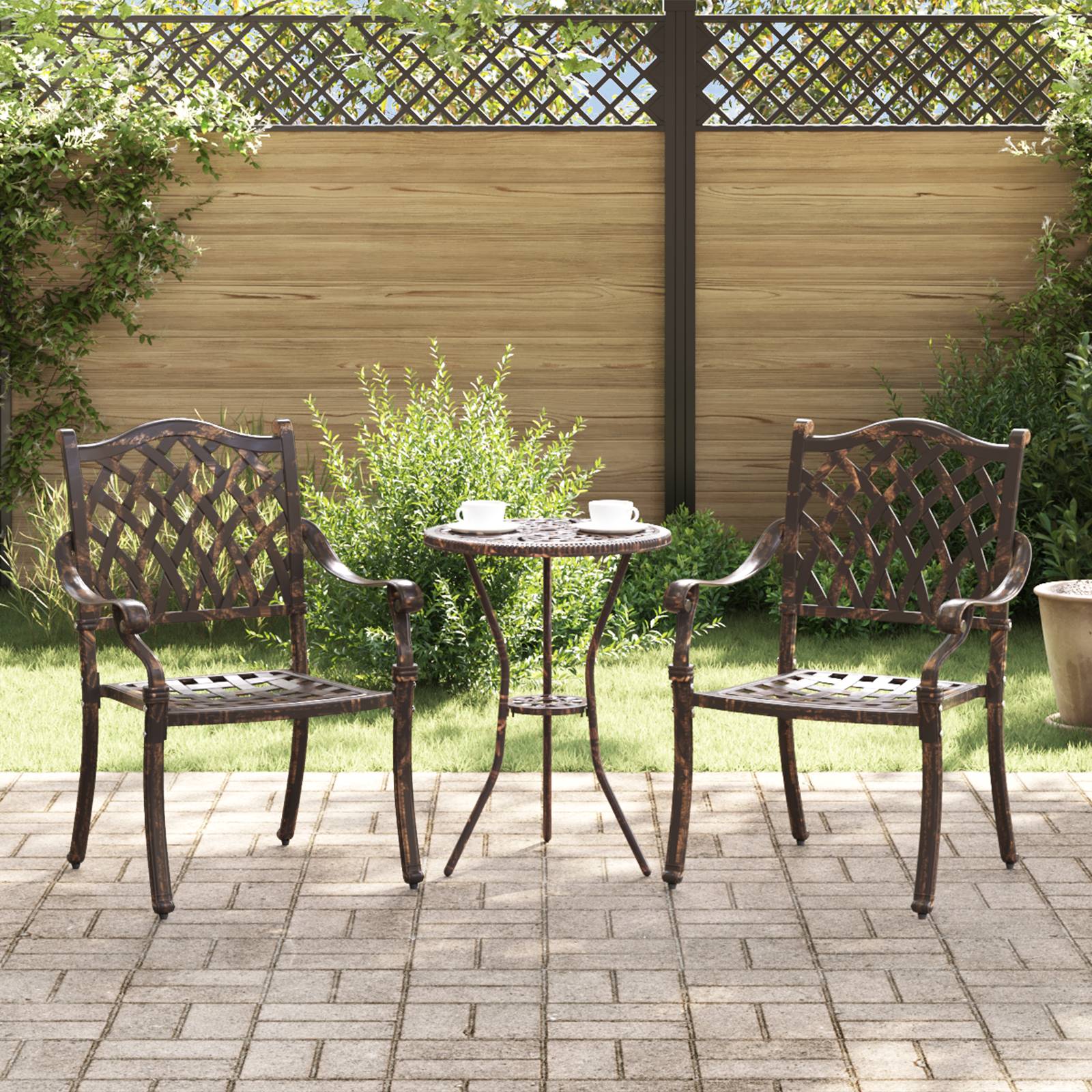 vidaXL Gartenstühle 2 Stk. Bronzen Aluminiumguss