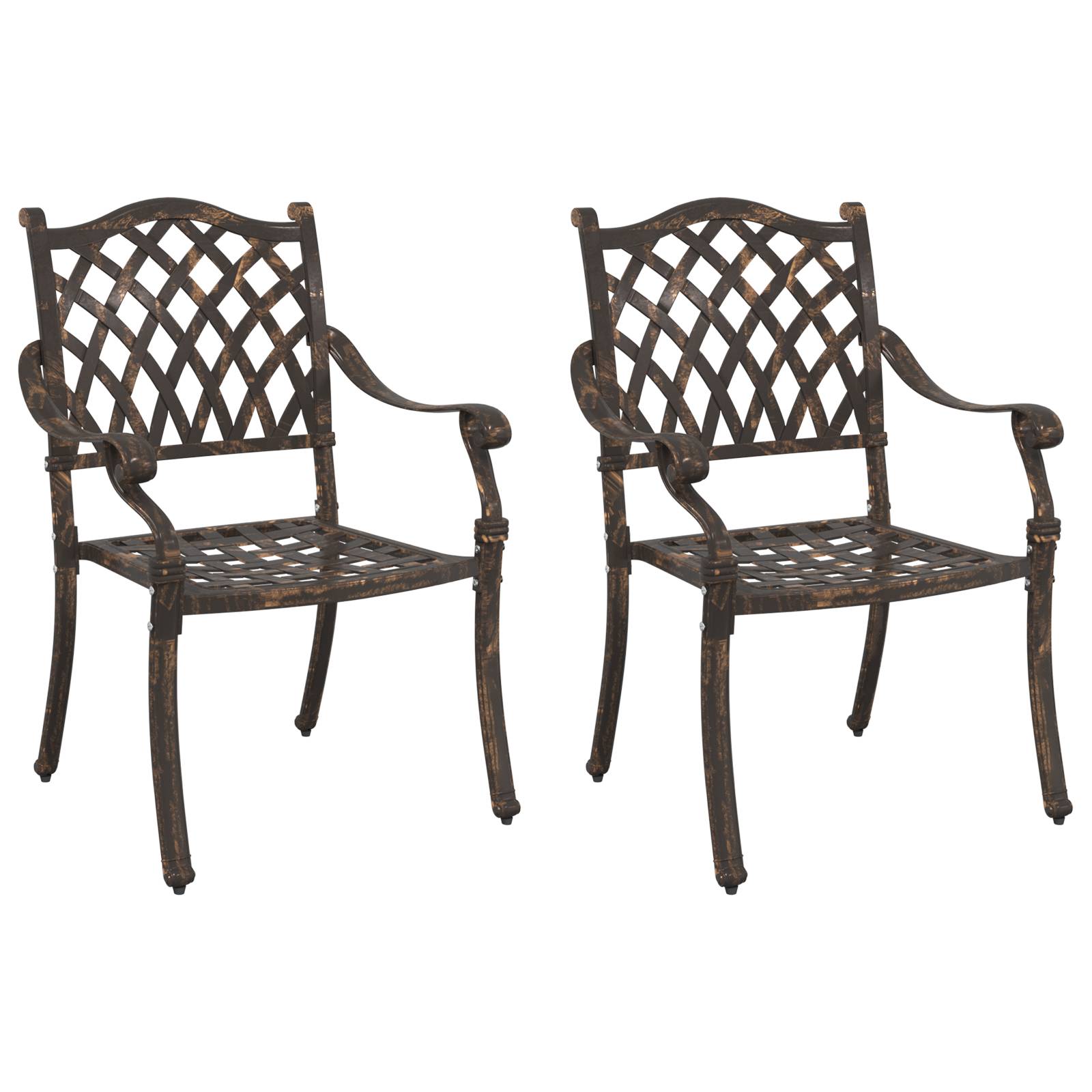 vidaXL Gartenstühle 2 Stk. Bronzen Aluminiumguss