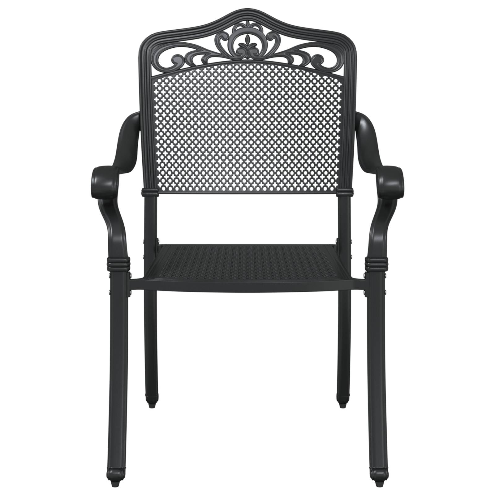 vidaXL Gartenstühle 2 Stk. Schwarz Aluminiumguss