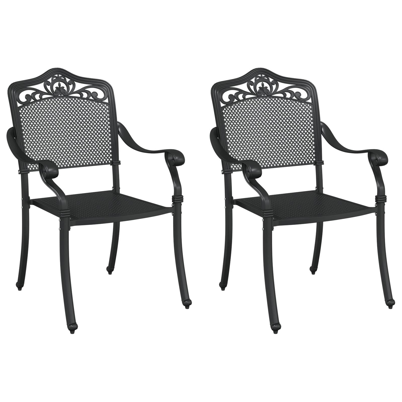 vidaXL Gartenstühle 2 Stk. Schwarz Aluminiumguss