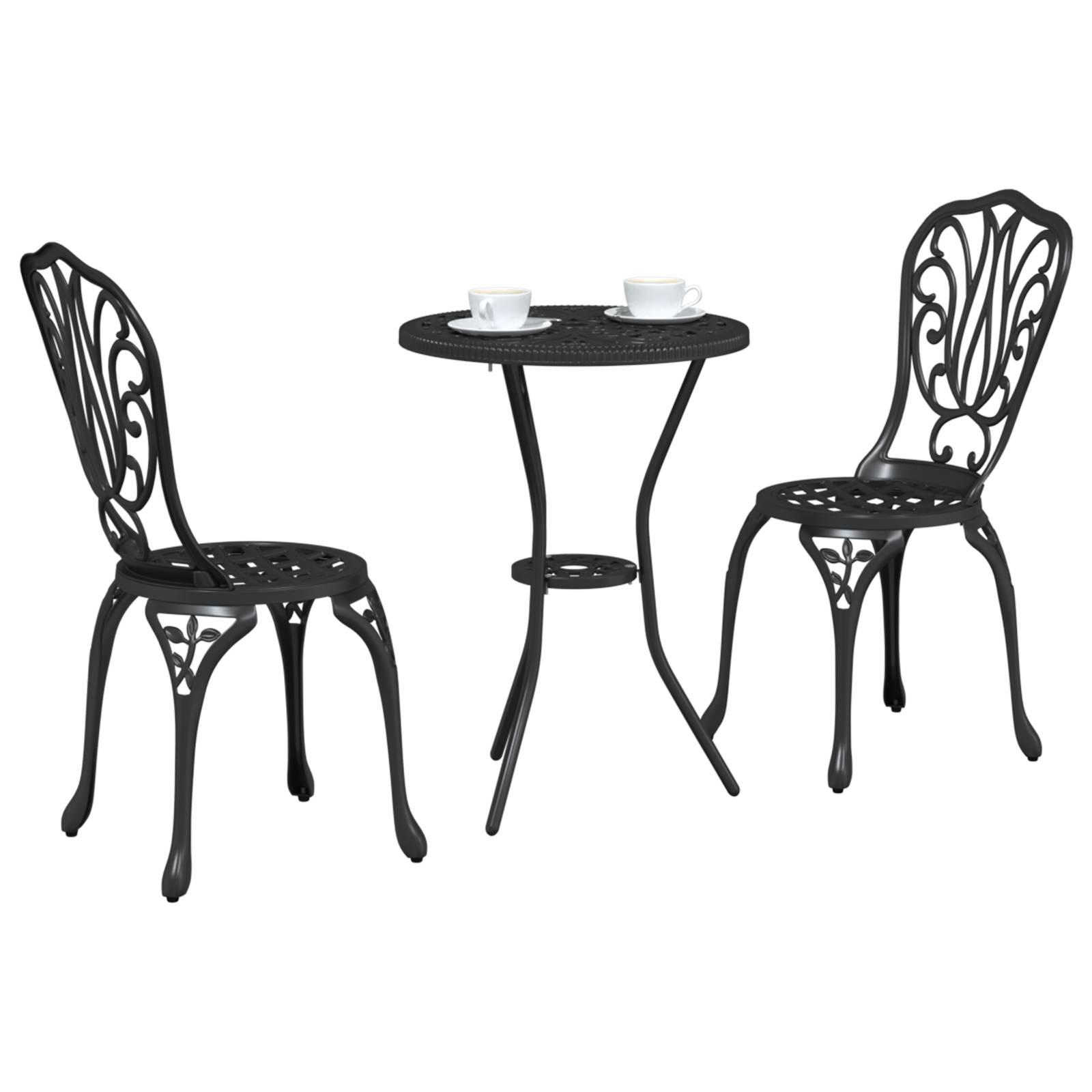 vidaXL 3-tlg. Garten-Bistro-Set Schwarz Aluminiumguss
