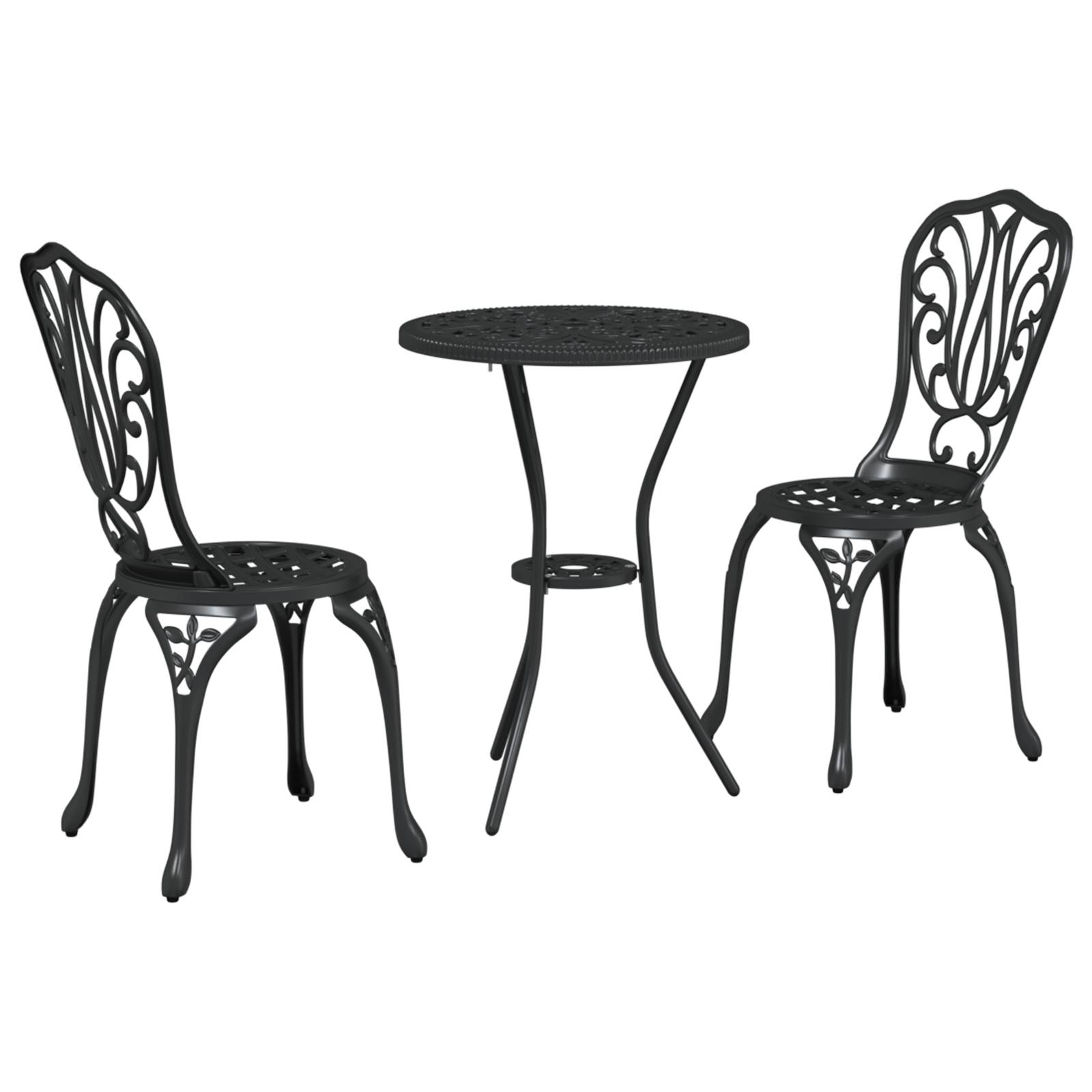 vidaXL 3-tlg. Garten-Bistro-Set Schwarz Aluminiumguss