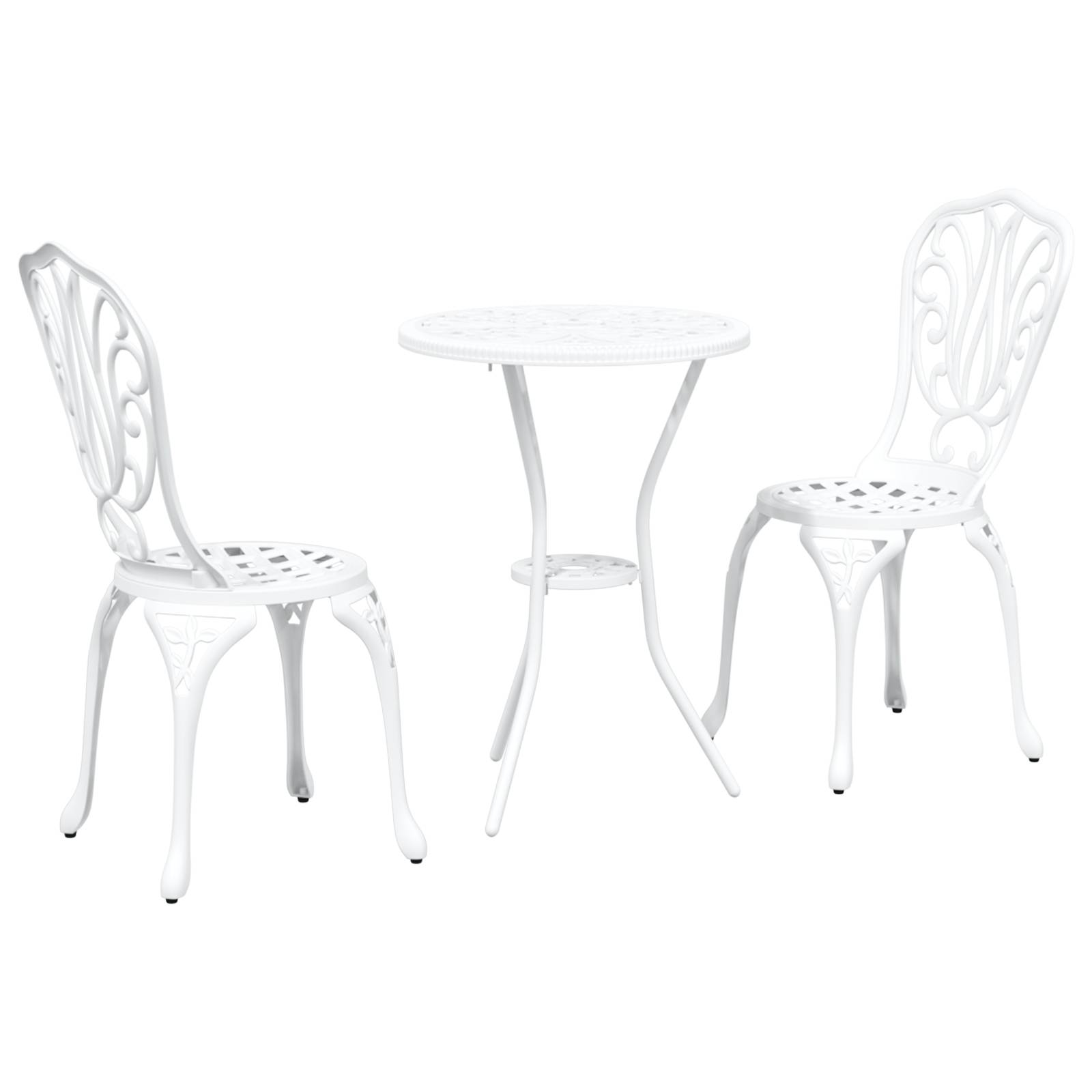 vidaXL 3-tlg. Garten-Bistro-Set Weiß Aluminiumguss