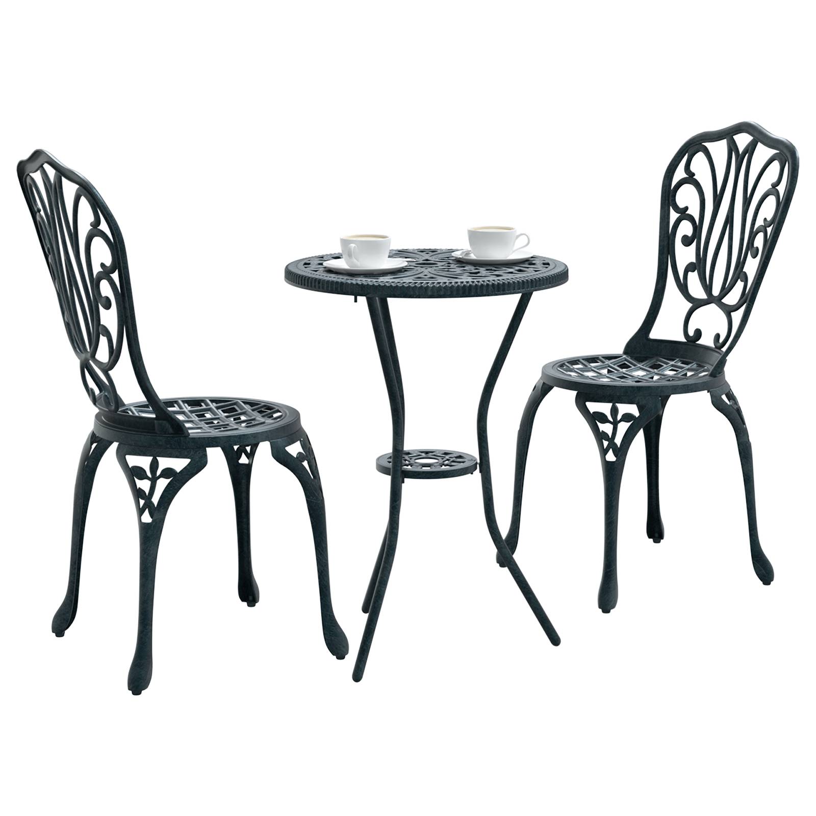 vidaXL 3-tlg. Garten-Bistro-Set Grün Aluminiumguss