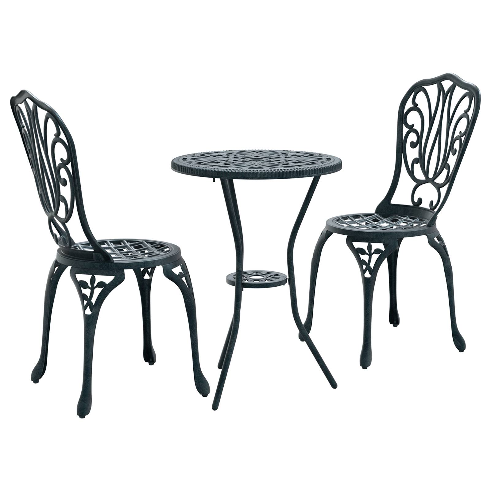 vidaXL 3-tlg. Garten-Bistro-Set Grün Aluminiumguss