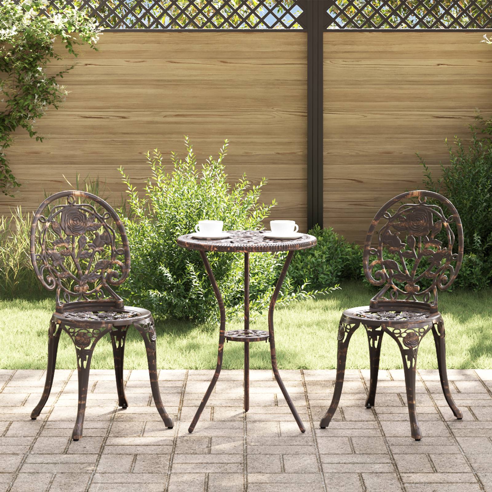 vidaXL 3-tlg. Garten-Bistro-Set Bronzen Aluminiumguss