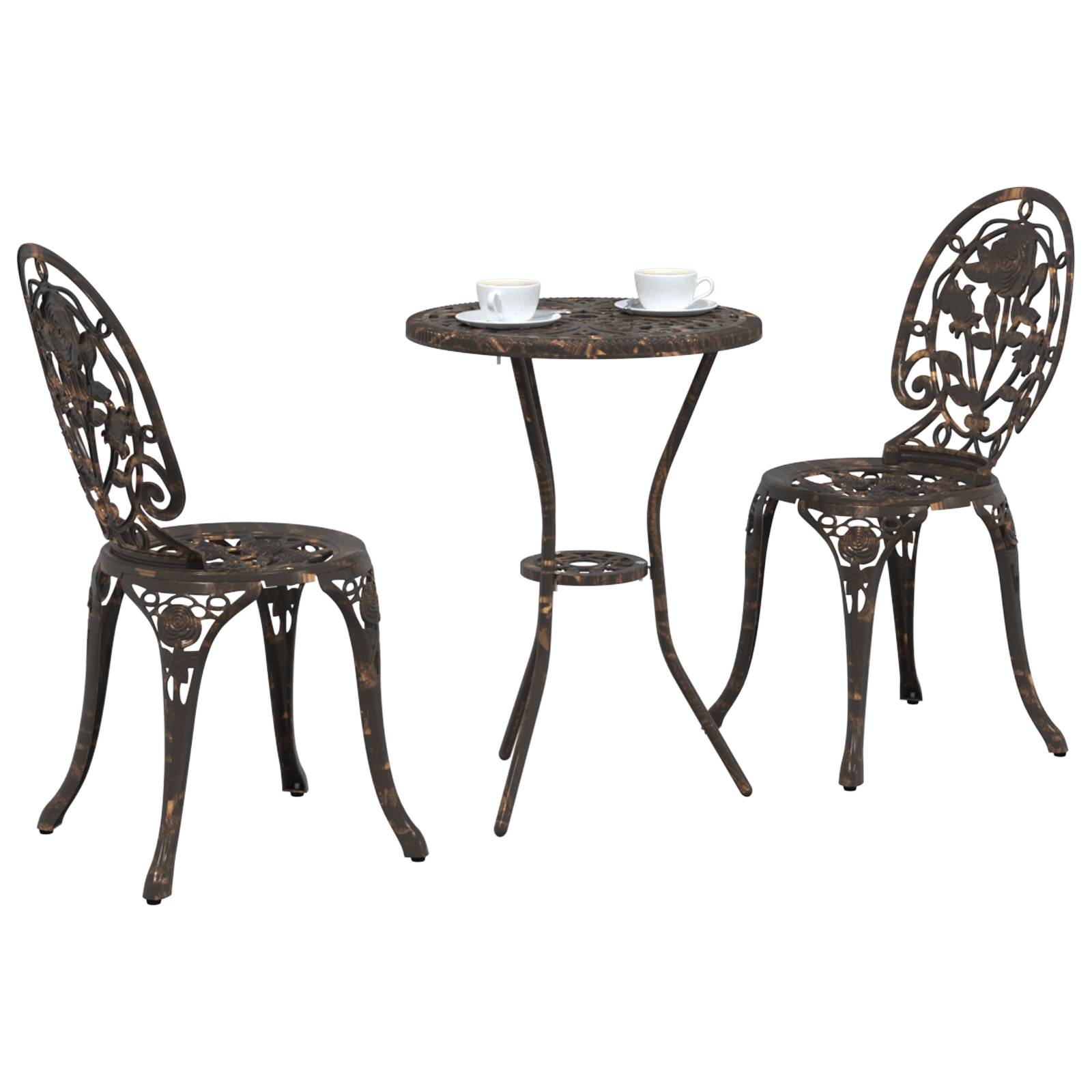 vidaXL 3-tlg. Garten-Bistro-Set Bronzen Aluminiumguss