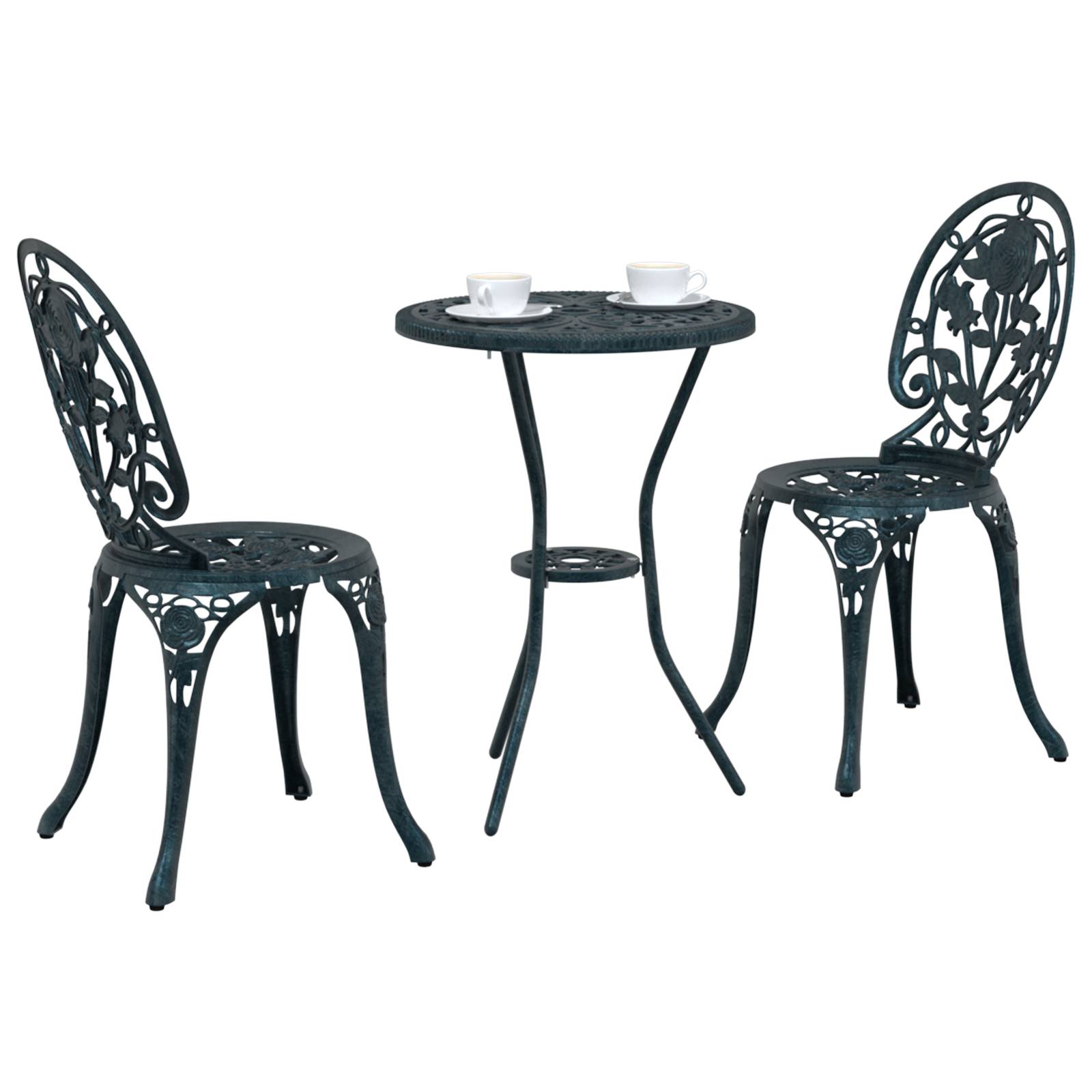 vidaXL 3-tlg. Garten-Bistro-Set Grün Aluminiumguss