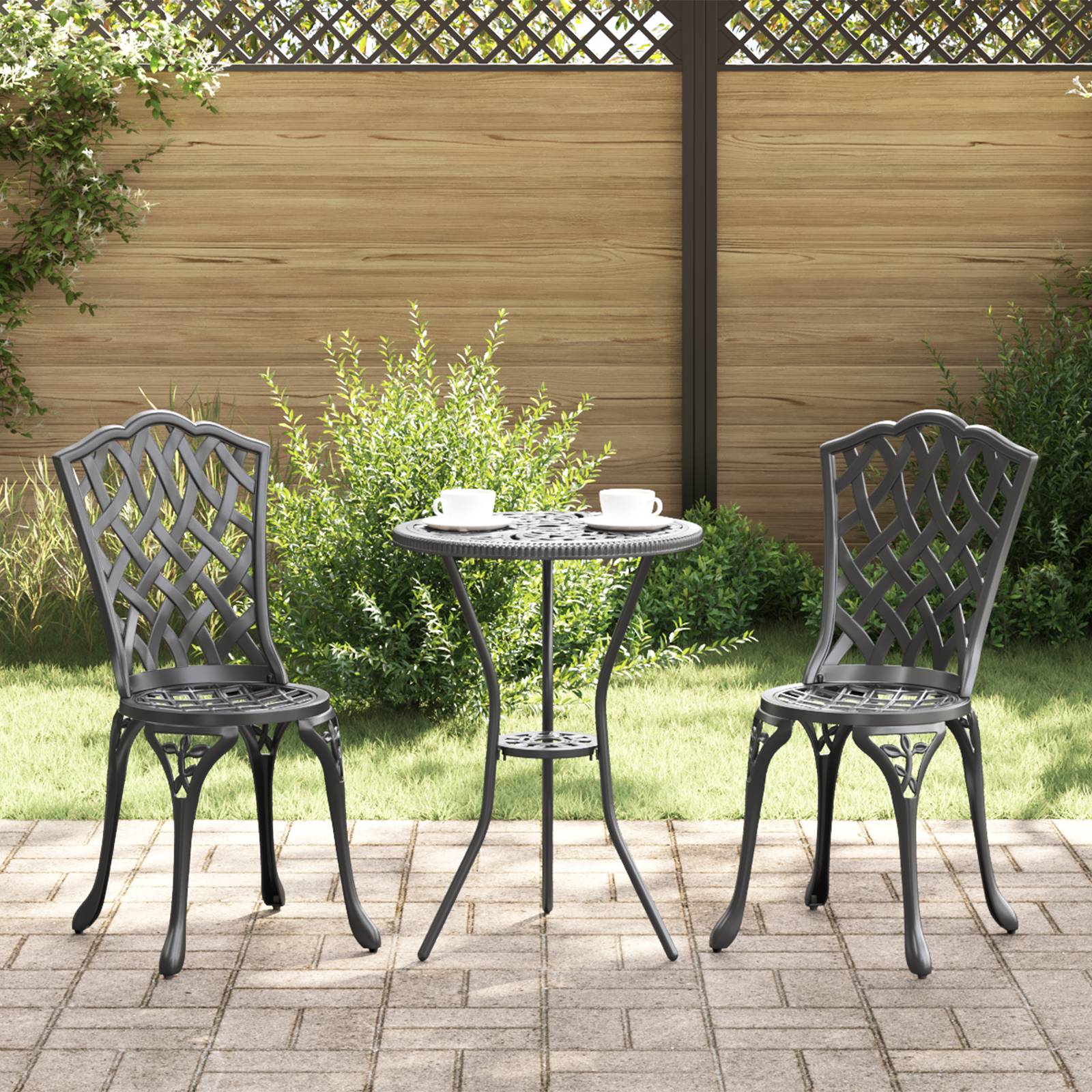 vidaXL 3-tlg. Garten-Bistro-Set Schwarz Aluminiumguss