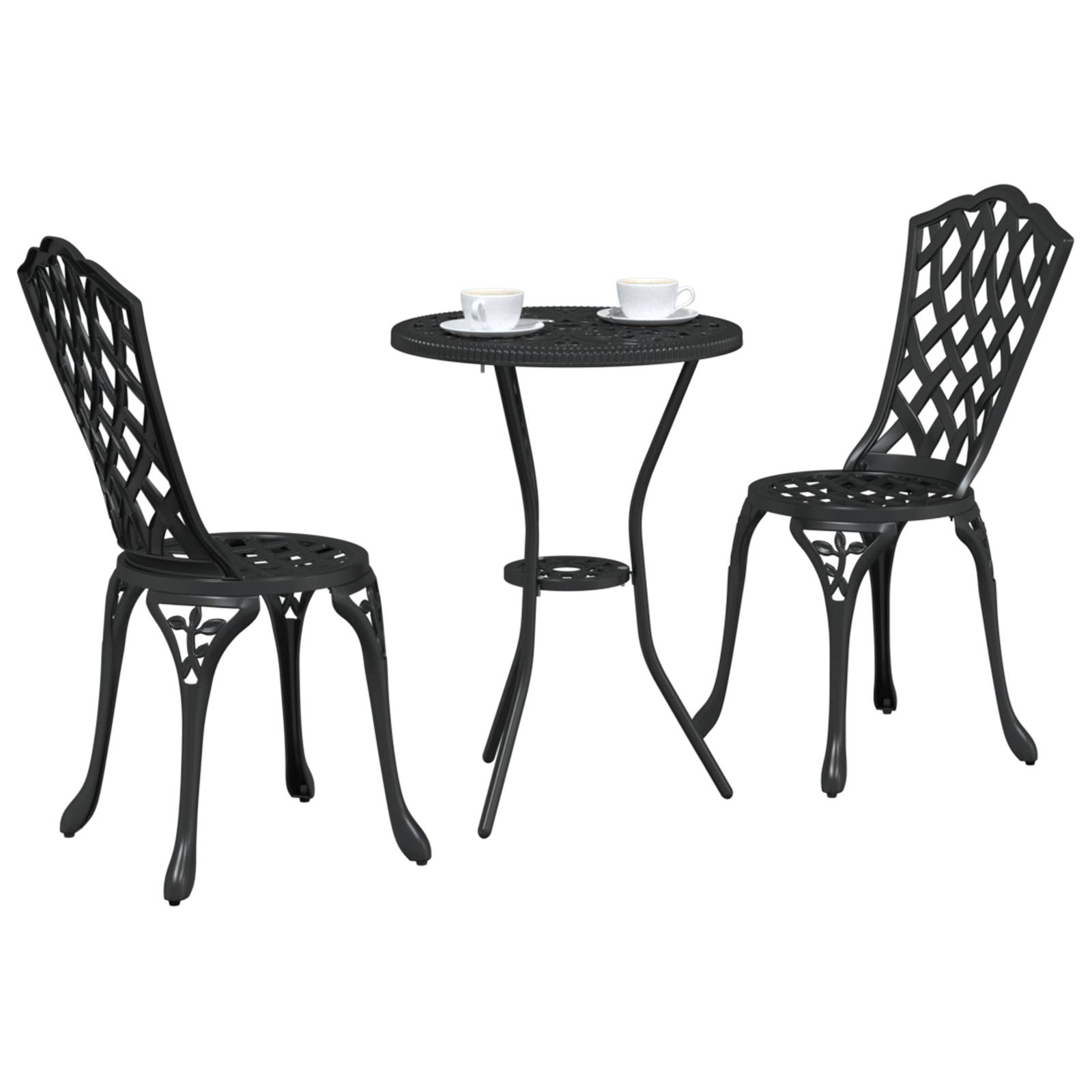 vidaXL 3-tlg. Garten-Bistro-Set Schwarz Aluminiumguss