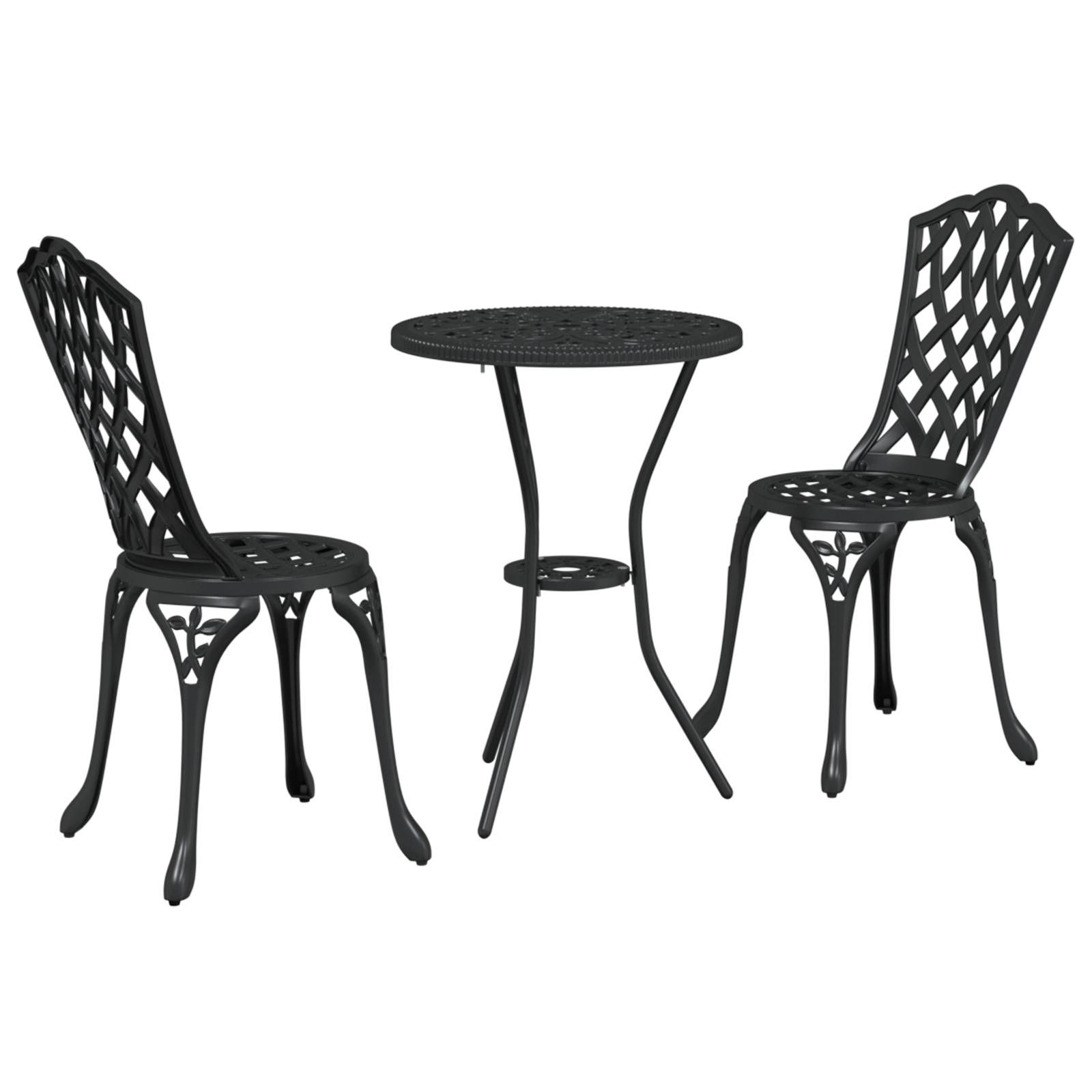 vidaXL 3-tlg. Garten-Bistro-Set Schwarz Aluminiumguss
