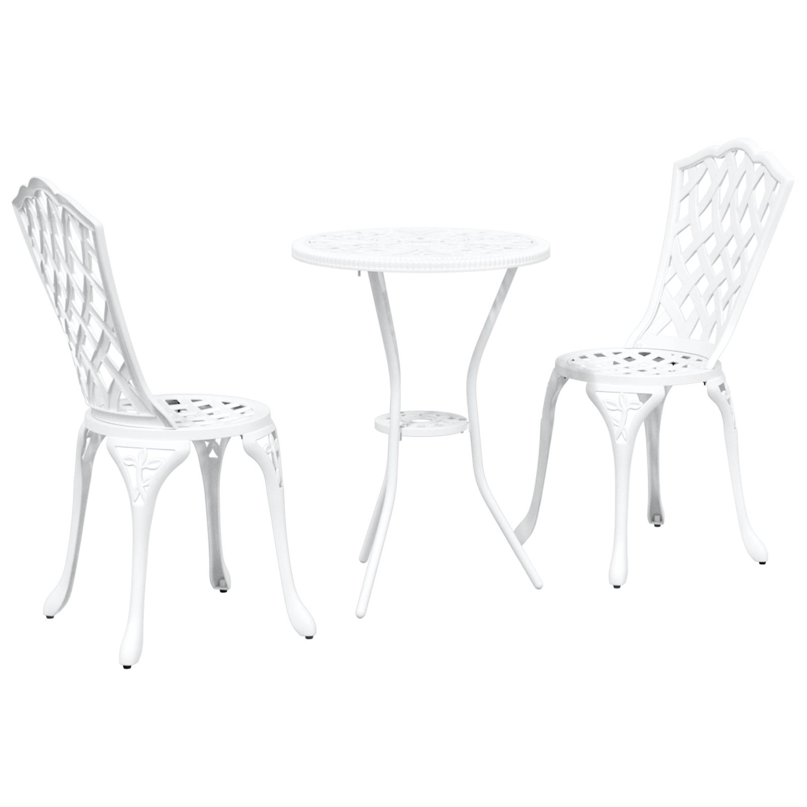 vidaXL 3-tlg. Garten-Bistro-Set Weiß Aluminiumguss