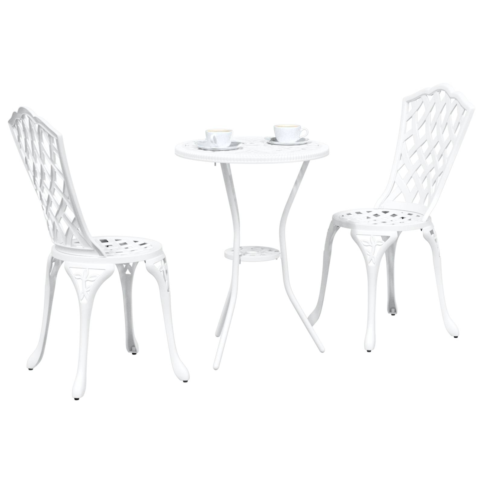 vidaXL 3-tlg. Garten-Bistro-Set Weiß Aluminiumguss