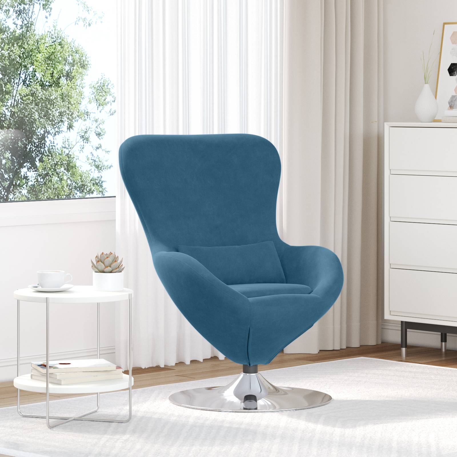 vidaXL Ei-Stuhl Blau Samt