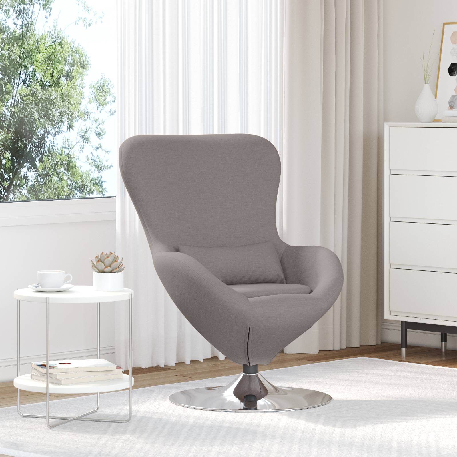 vidaXL Ei-Stuhl Taupe Stoff