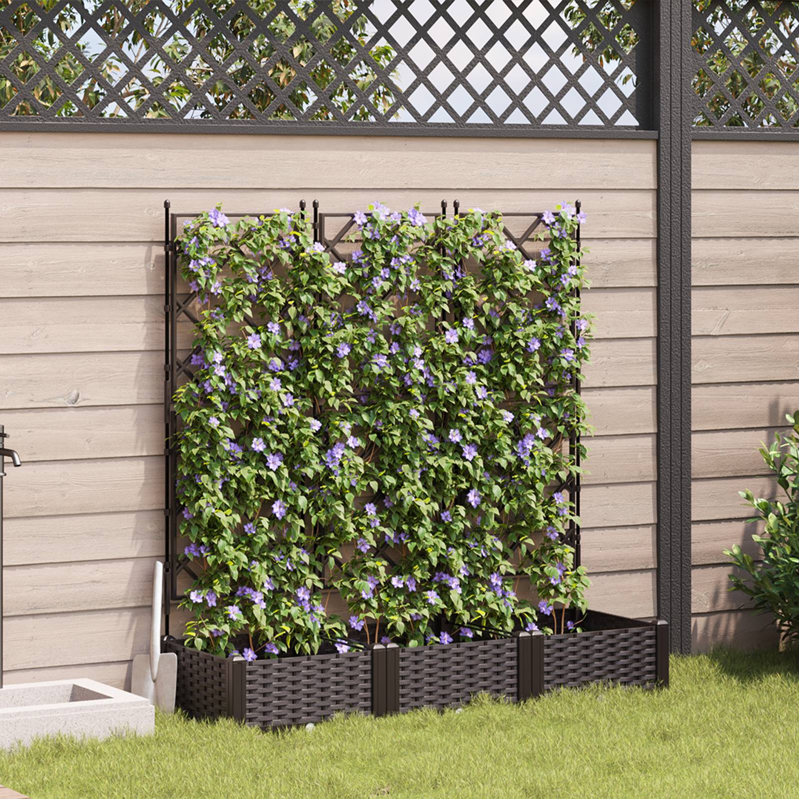 vidaXL Pflanzkasten mit Rankgitter 3 Stk. Braun 120x40x125,5 cm