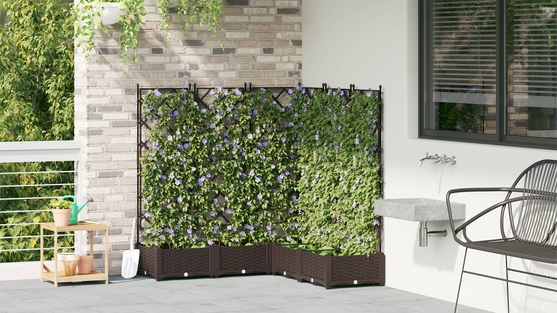 vidaXL Pflanzkasten mit Rankgitter 5 Stk. Braun 120x120x125,5 cm