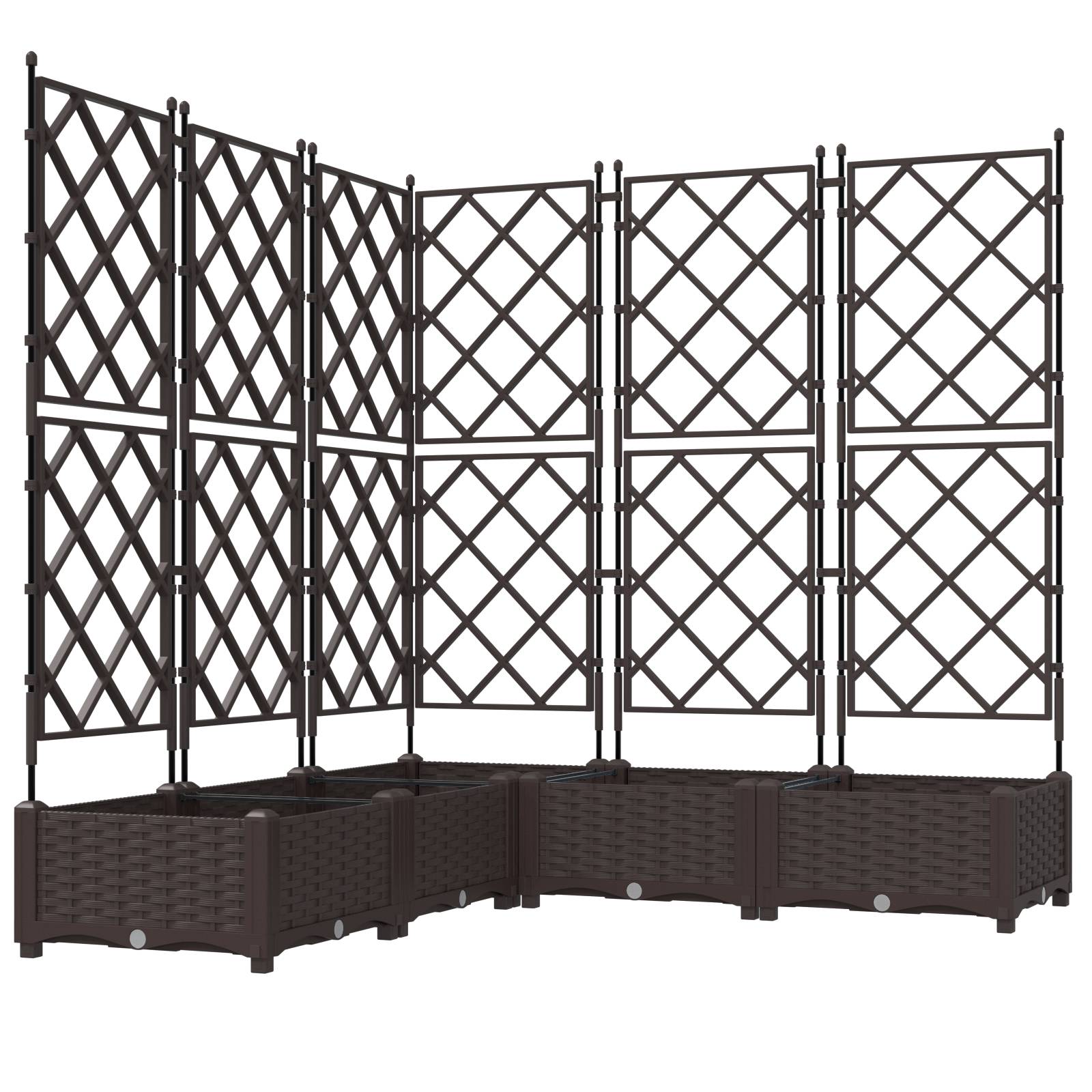 vidaXL Pflanzkasten mit Rankgitter 5 Stk. Braun 120x120x125,5 cm