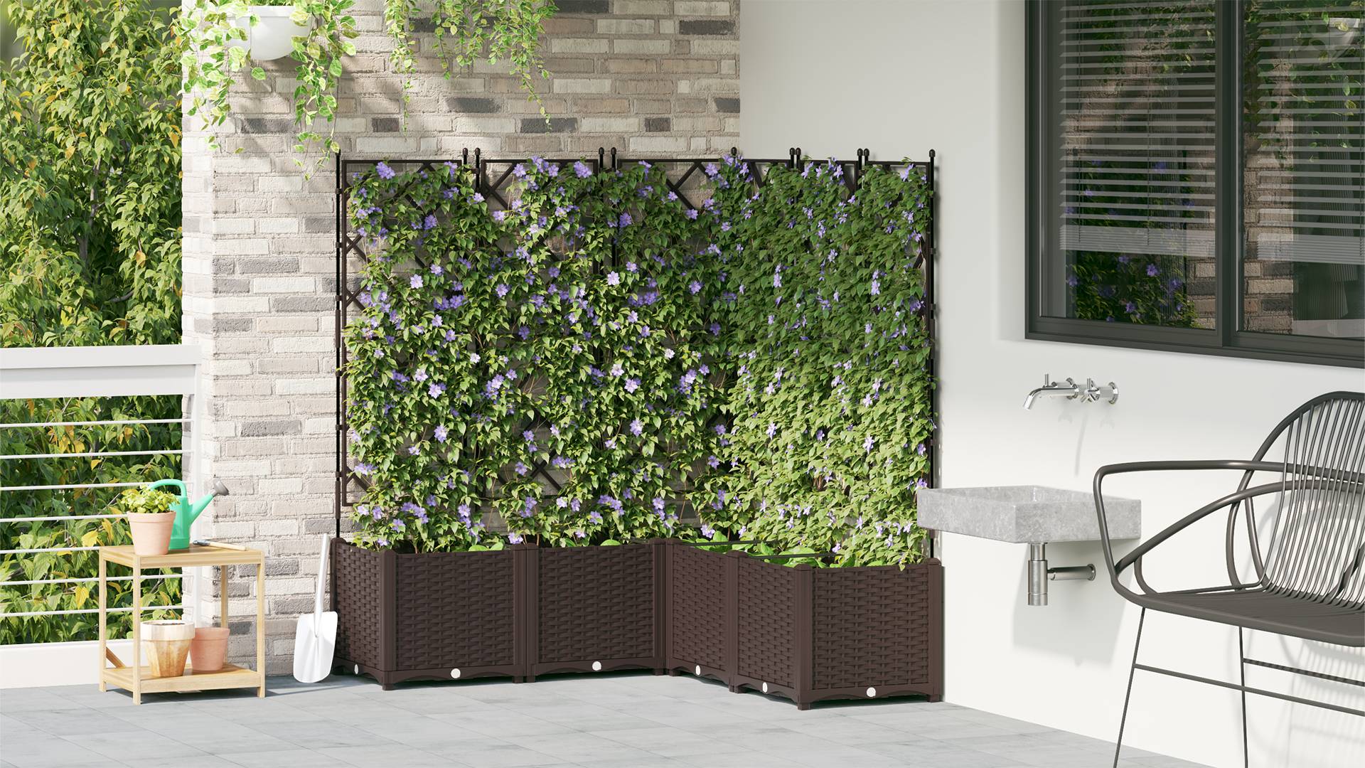 vidaXL Pflanzkasten mit Rankgitter 5 Stk. Braun 120x120x143 cm