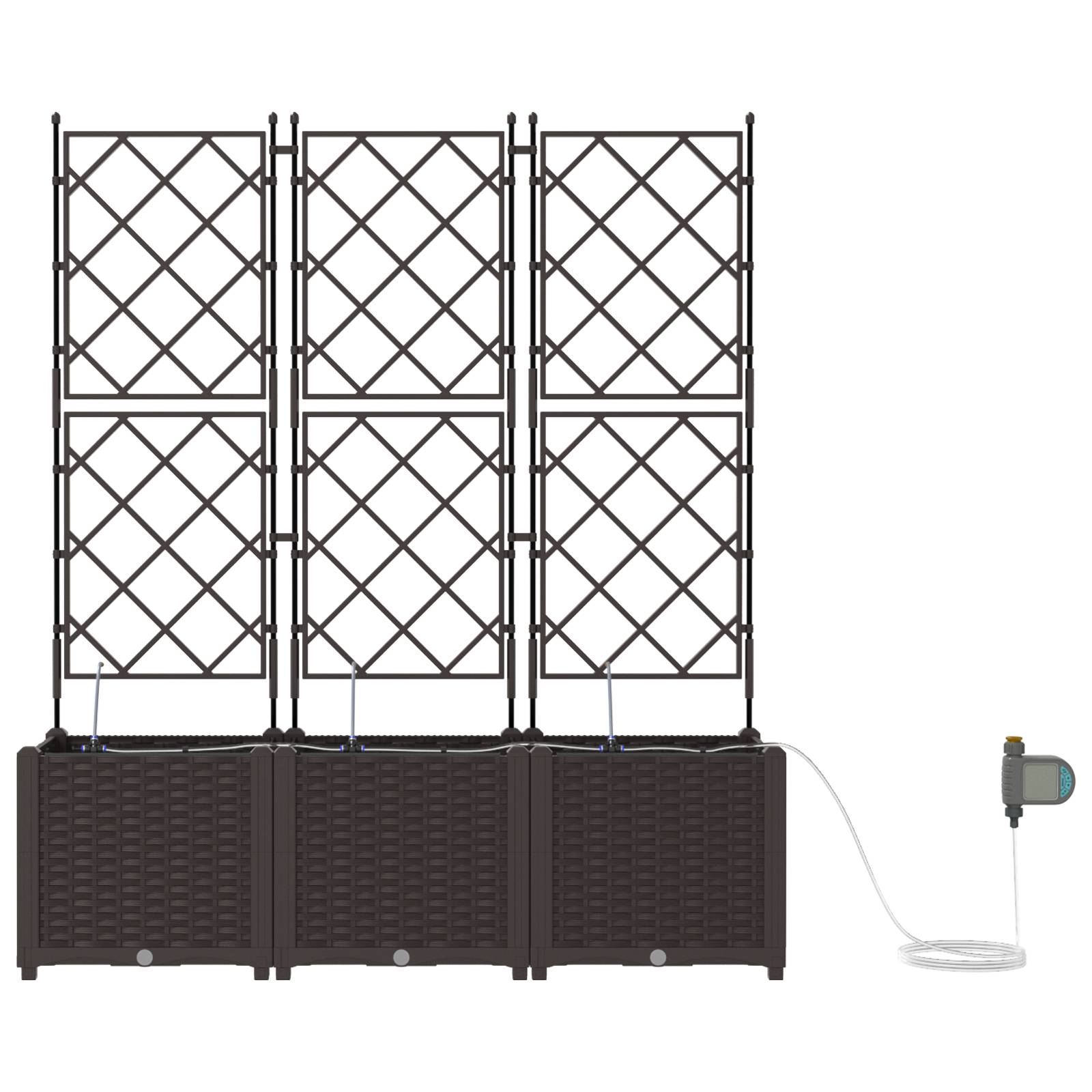 vidaXL Pflanzkästen mit Bewässerungssystem 3 Stk. Braun