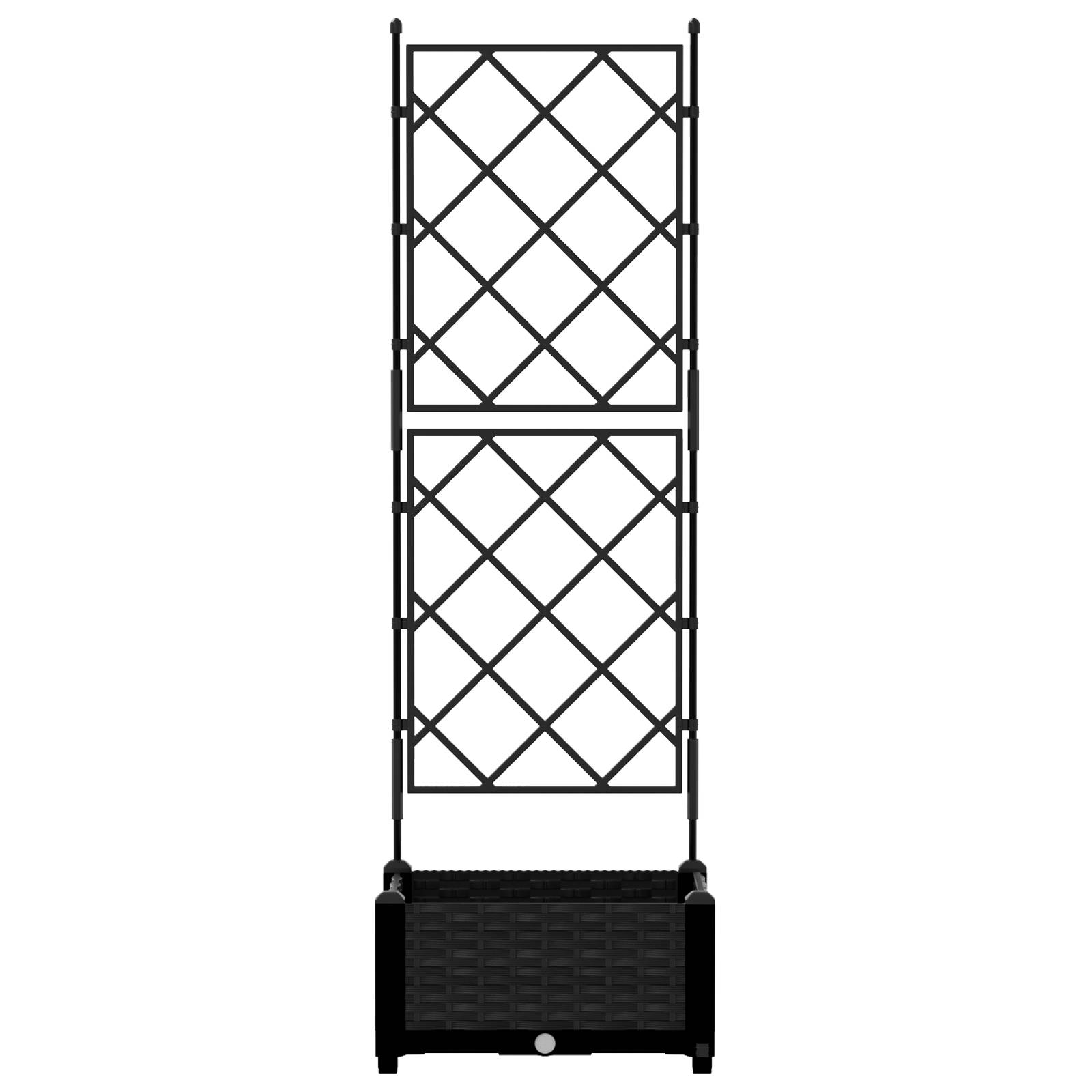 vidaXL Pflanzkasten mit Rankgitter Schwarz 40x40x125,5 cm