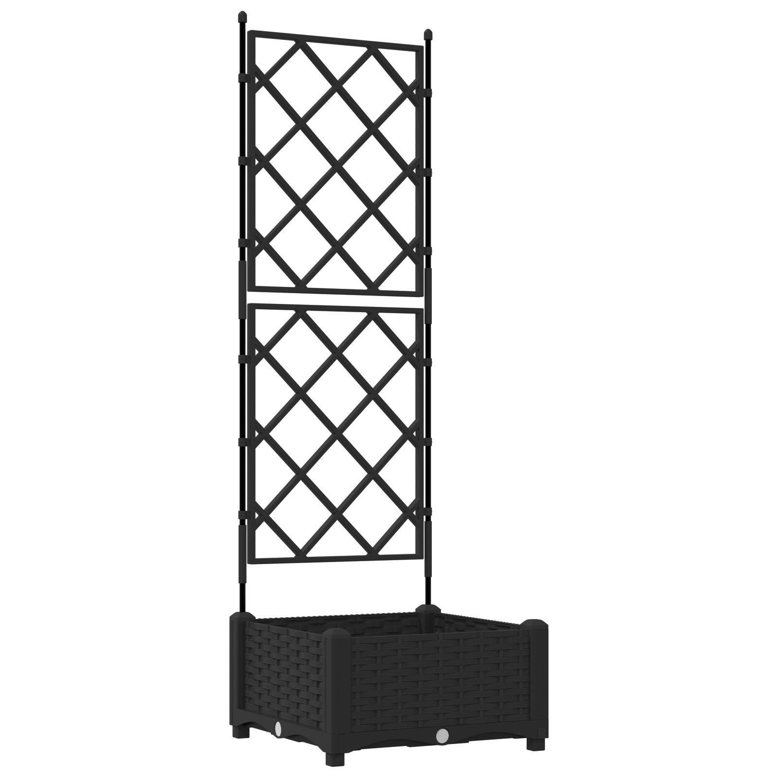 vidaXL Pflanzkasten mit Rankgitter Schwarz 40x40x125,5 cm