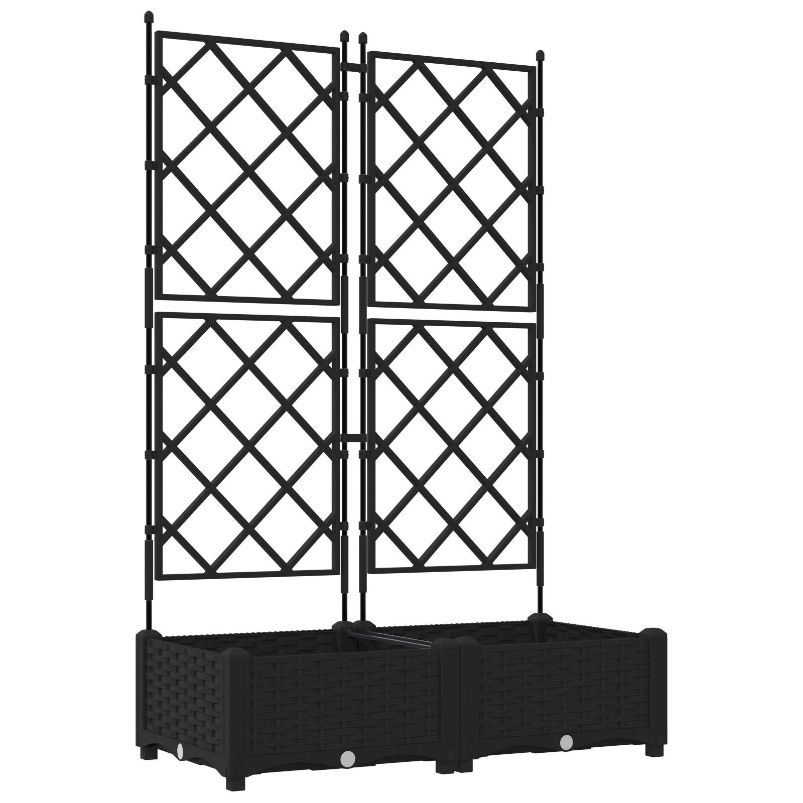vidaXL Pflanzkasten mit Rankgitter 2 Stk. Schwarz 80x40x125,5 cm