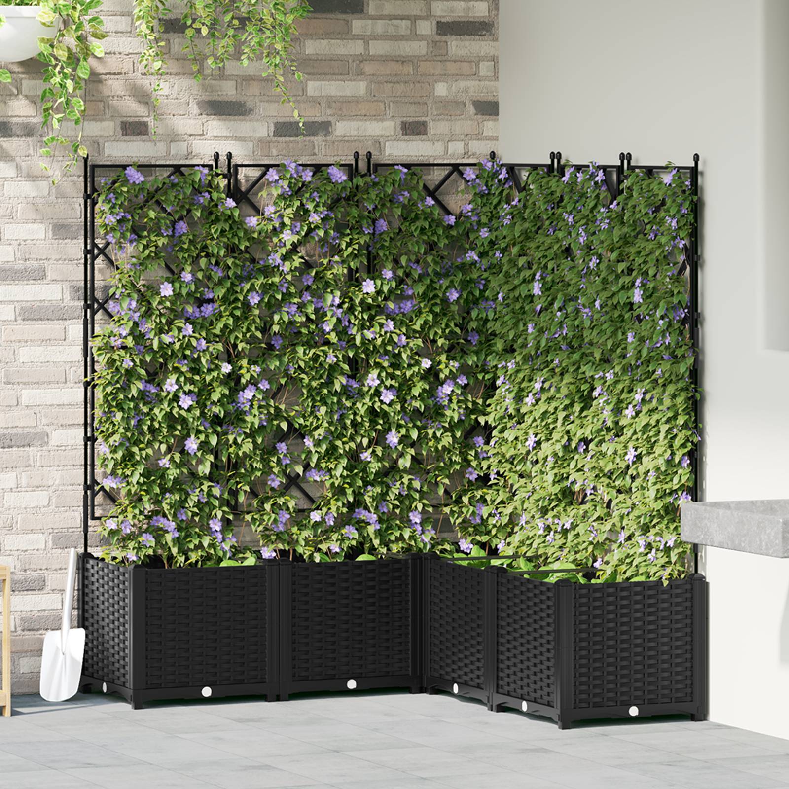 vidaXL Pflanzkasten mit Rankgitter 5 Stk. Schwarz 120x120x143 cm